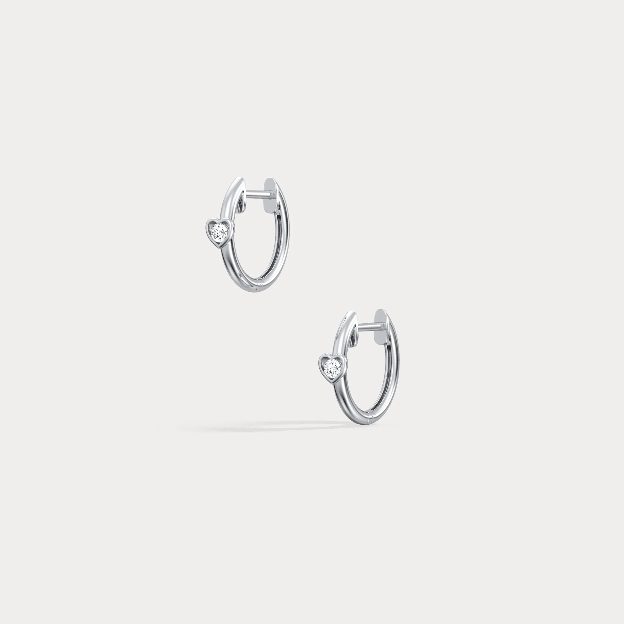 12mm Lab-Grown Diamond Heart Huggie Hoop Earrings in 14K Gold/Platinum - Image 12