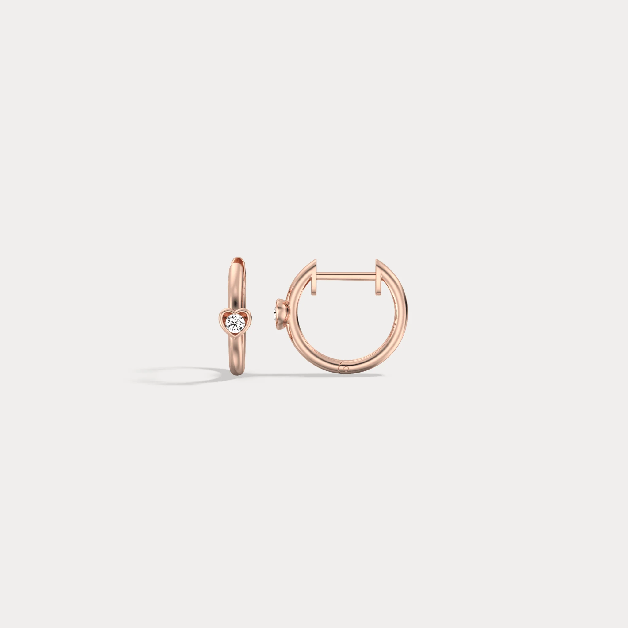 12mm Lab-Grown Diamond Heart Huggie Hoop Earrings in 14K Gold/Platinum - Image 14