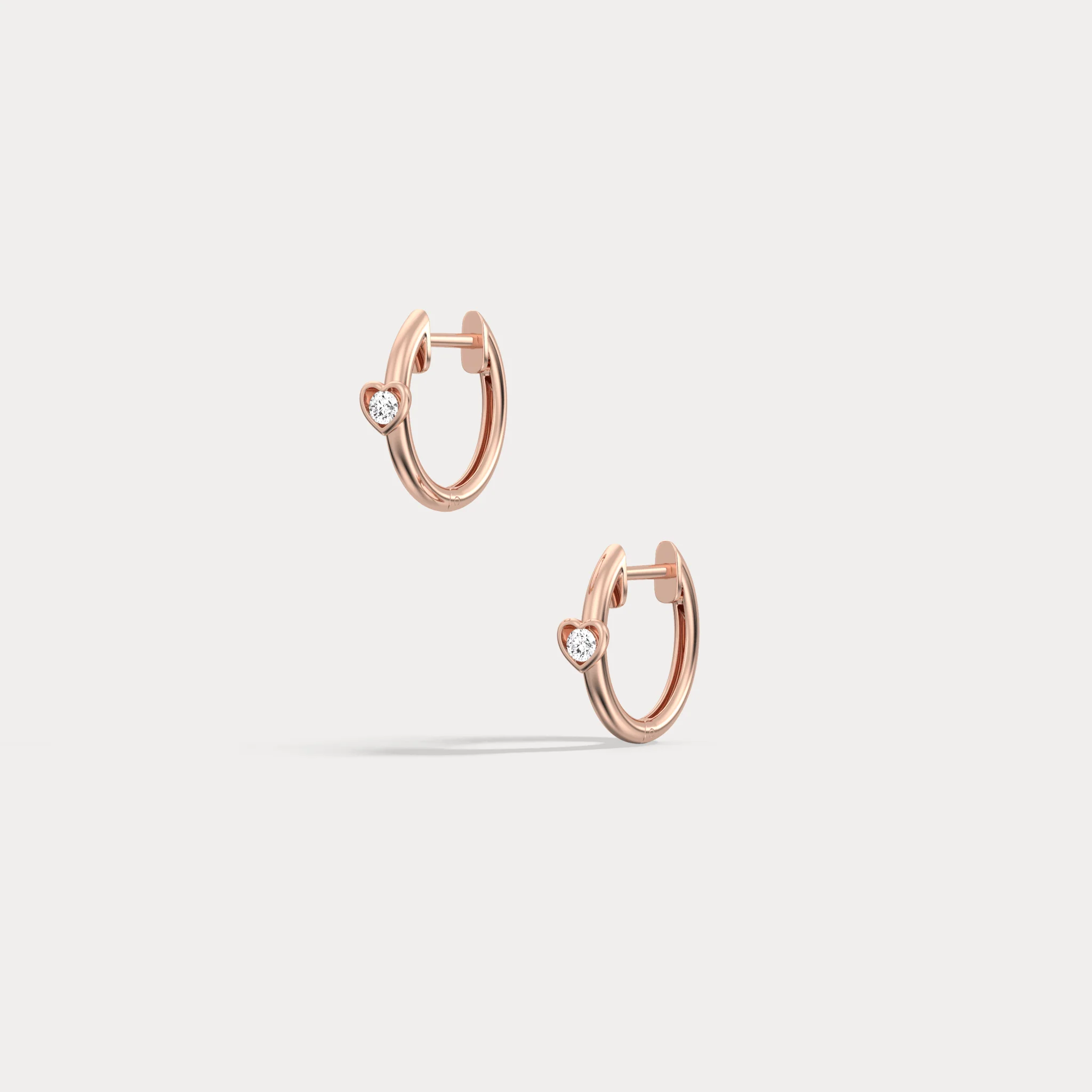 12mm Lab-Grown Diamond Heart Huggie Hoop Earrings in 14K Gold/Platinum - Image 18