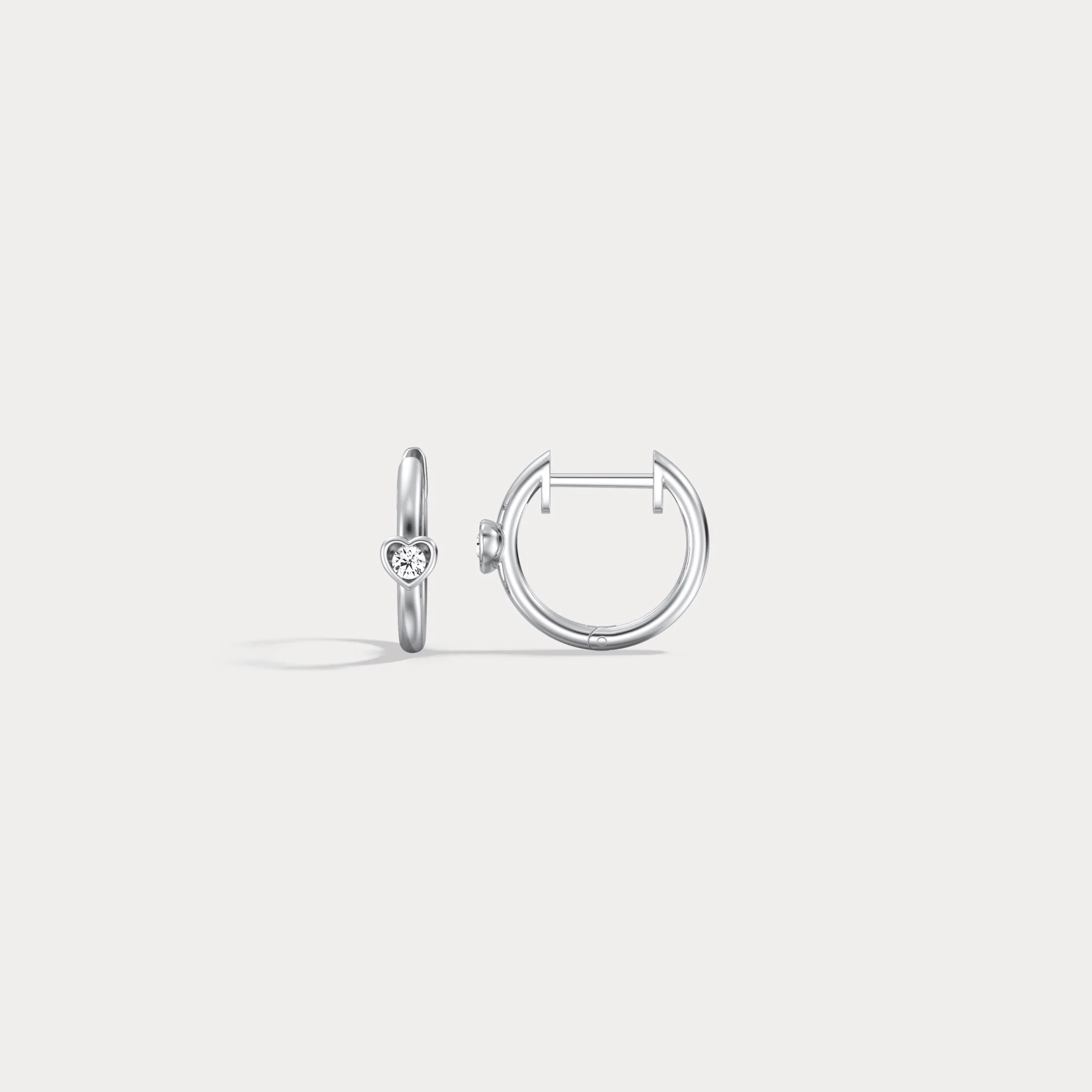 12mm Lab-Grown Diamond Heart Huggie Hoop Earrings in 14K Gold/Platinum - Image 20