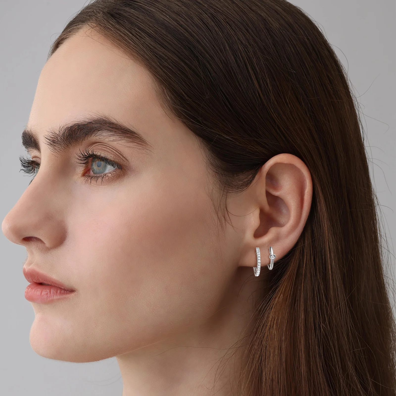 12mm Lab-Grown Diamond Heart Huggie Hoop Earrings in 14K Gold/Platinum - Image 22