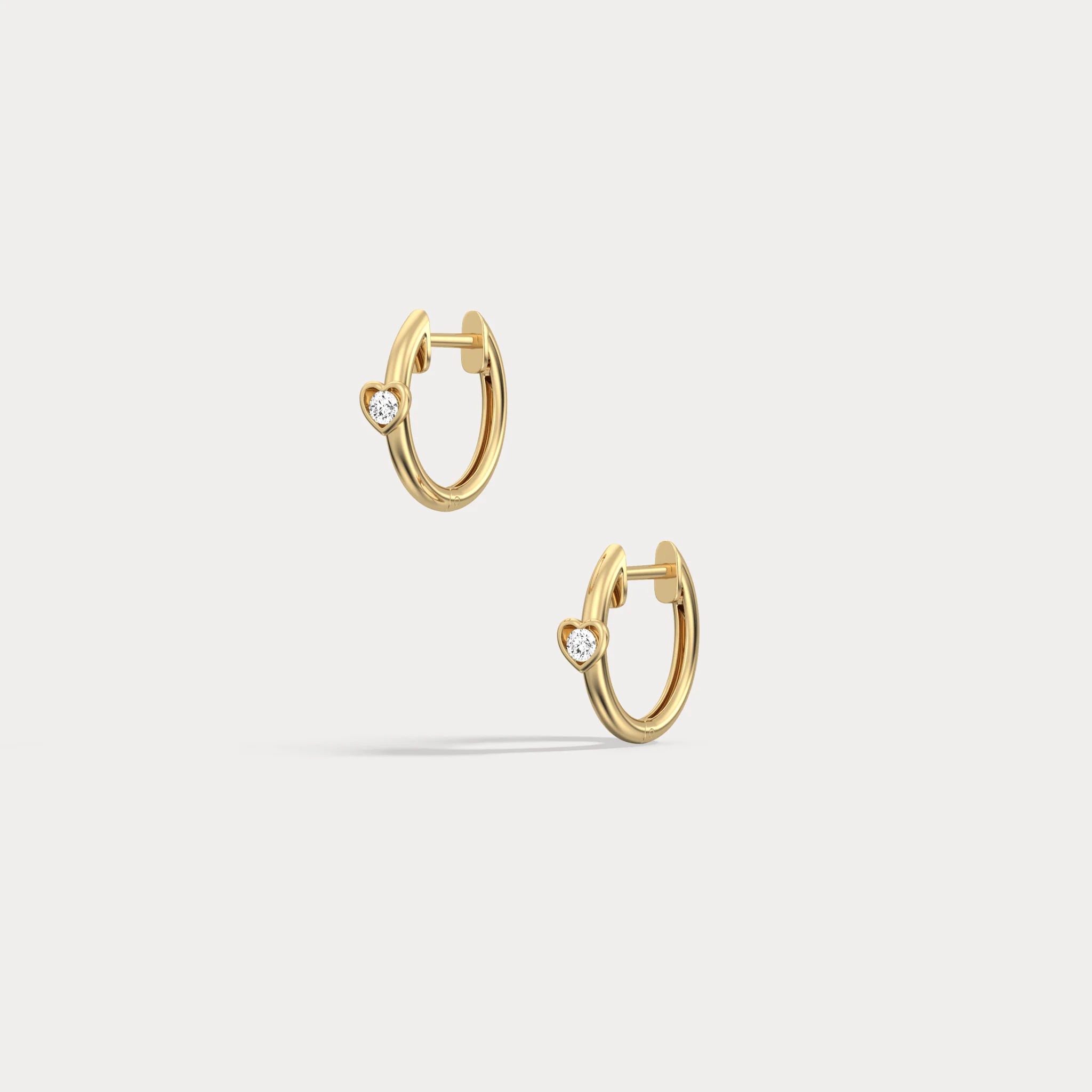 12mm Lab-Grown Diamond Heart Huggie Hoop Earrings in 14K Gold/Platinum - Image 5