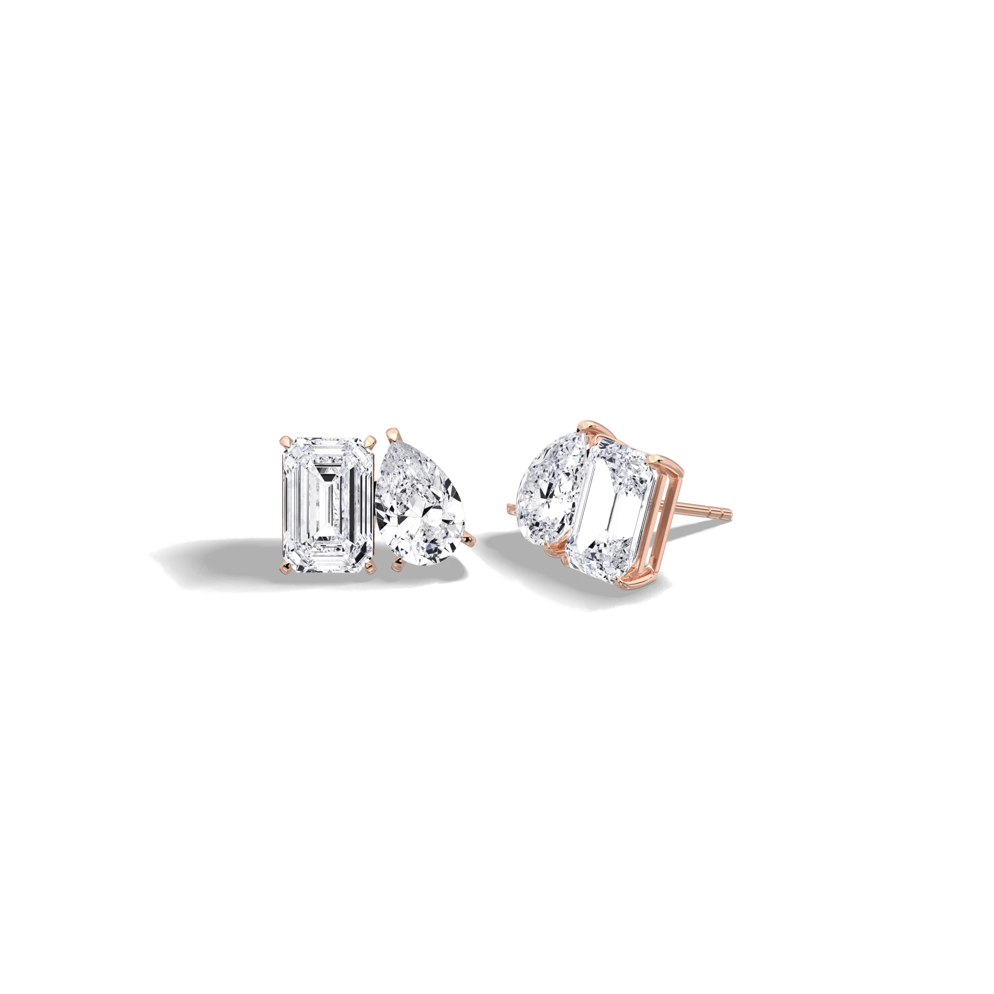 12CTW Lab Diamond Toi Et Moi Stud Earring In 14K Solid Gold/Platinum - Image 18