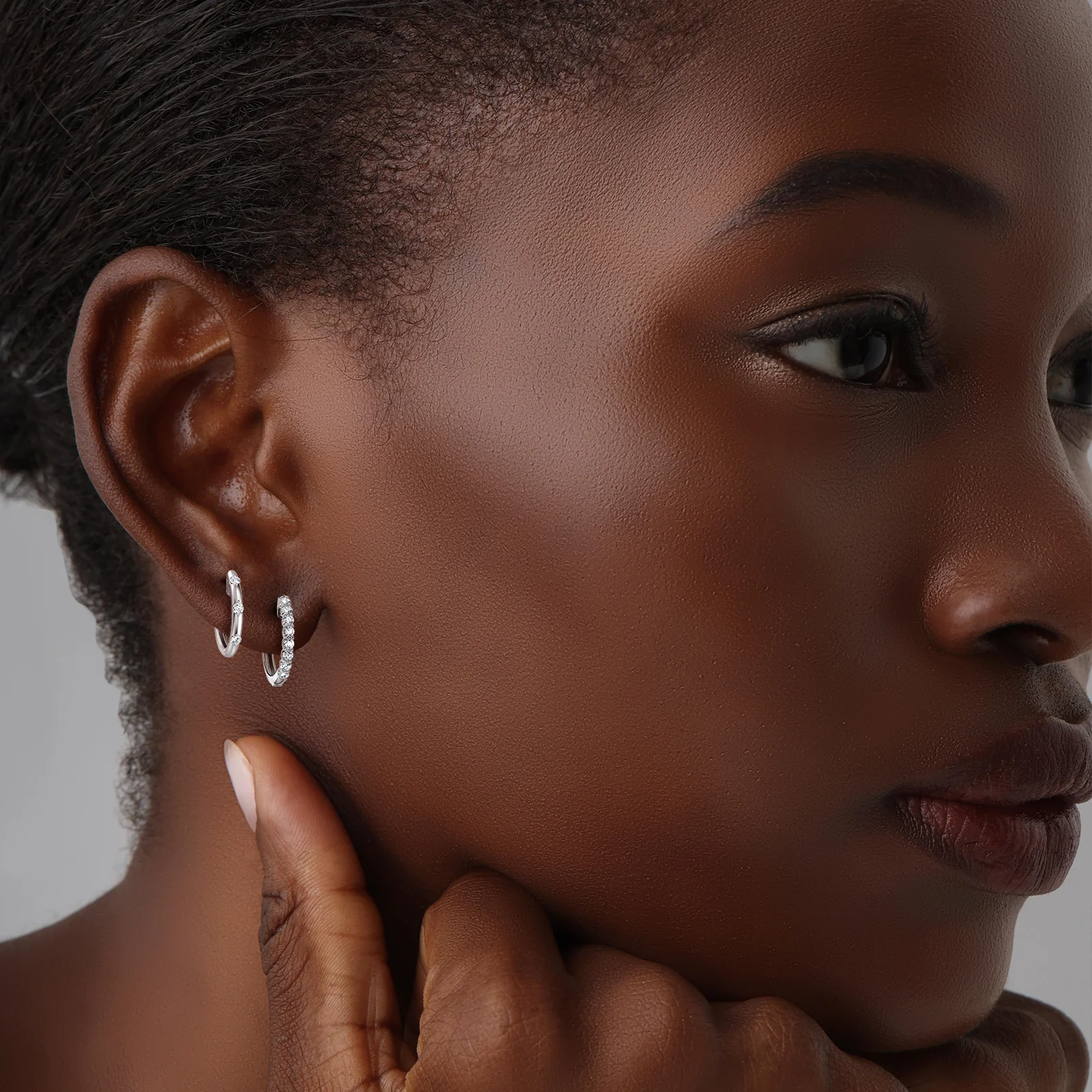 12mm Minimalist Lab-Grown Diamond Huggie Hoop Earrings in 14K Gold/Platinum - Image 9
