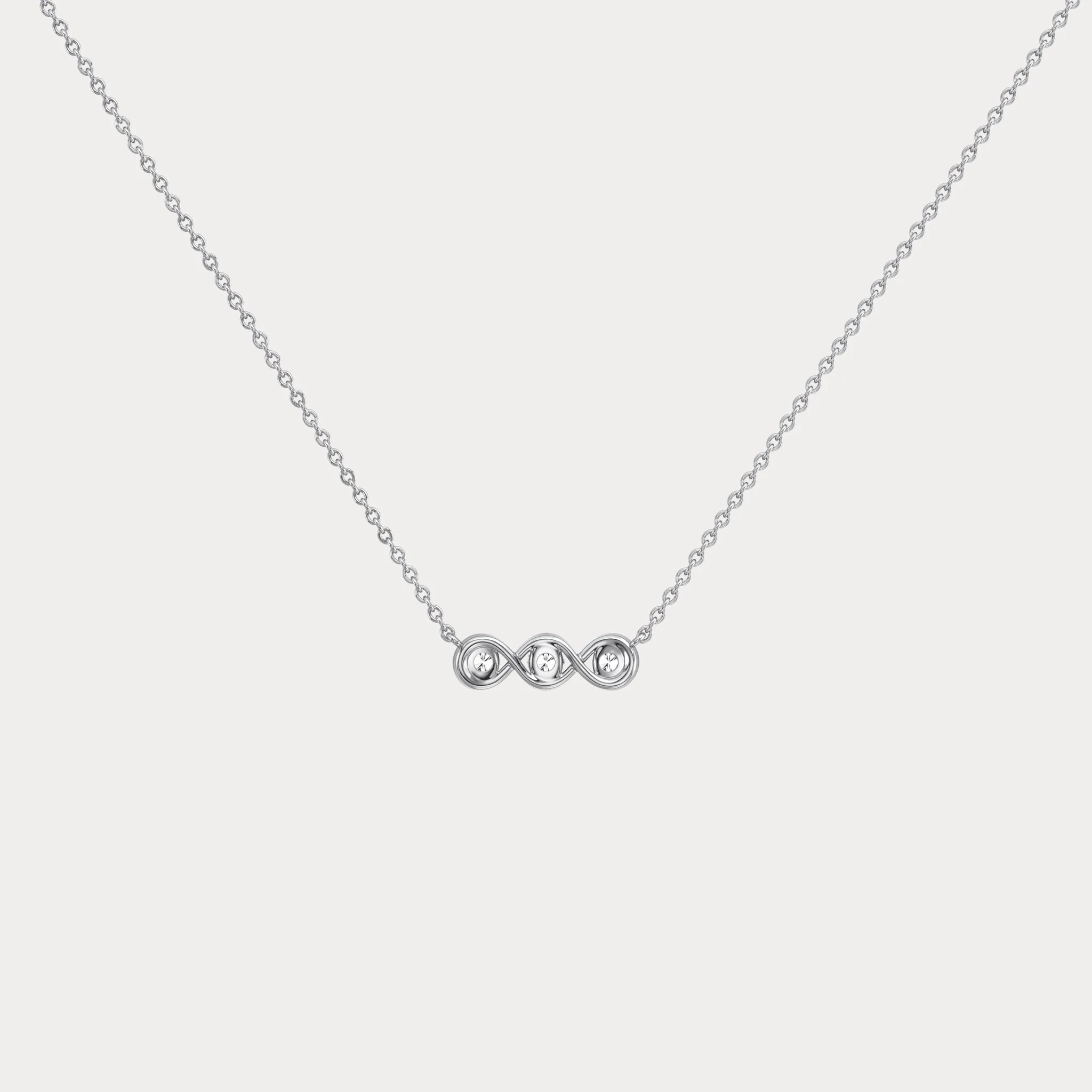 14K Gold Bezel Set 3 Stone Lab Dimaond Necklace - Image 28