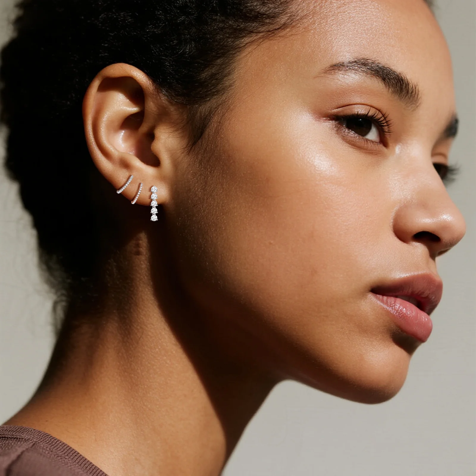 14K Gold Dangle Stud Earring With Lab Diamond - Image 12