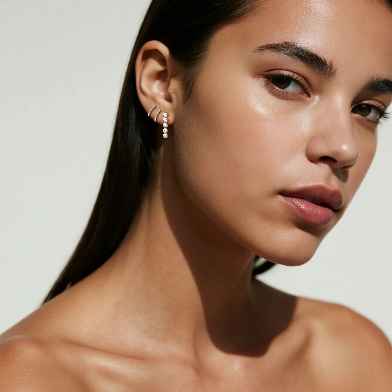 14K Gold Dangle Stud Earring With Lab Diamond - Image 15