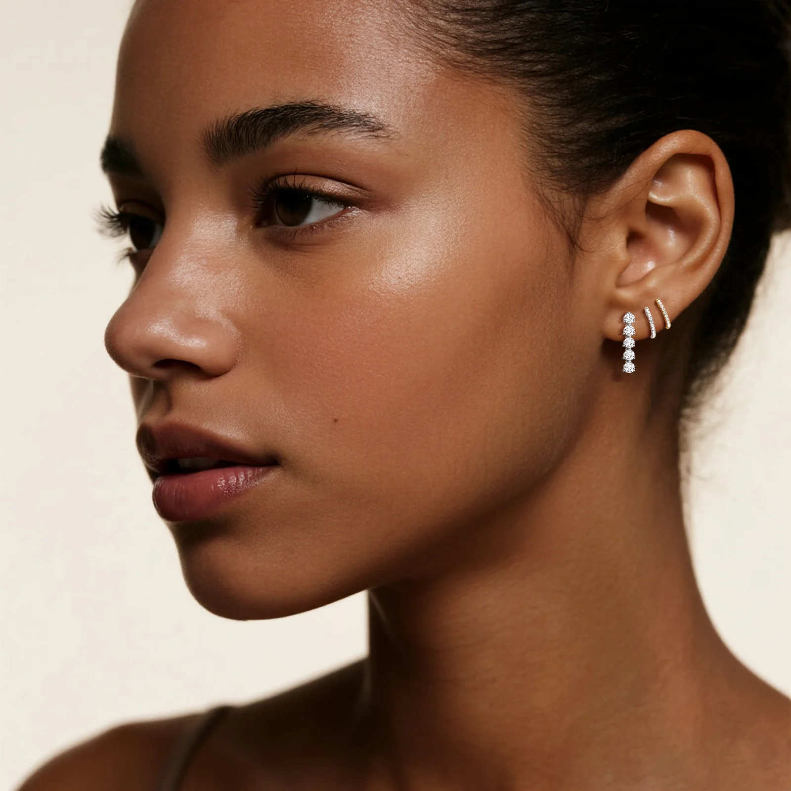14K Gold Dangle Stud Earring With Lab Diamond - Image 20