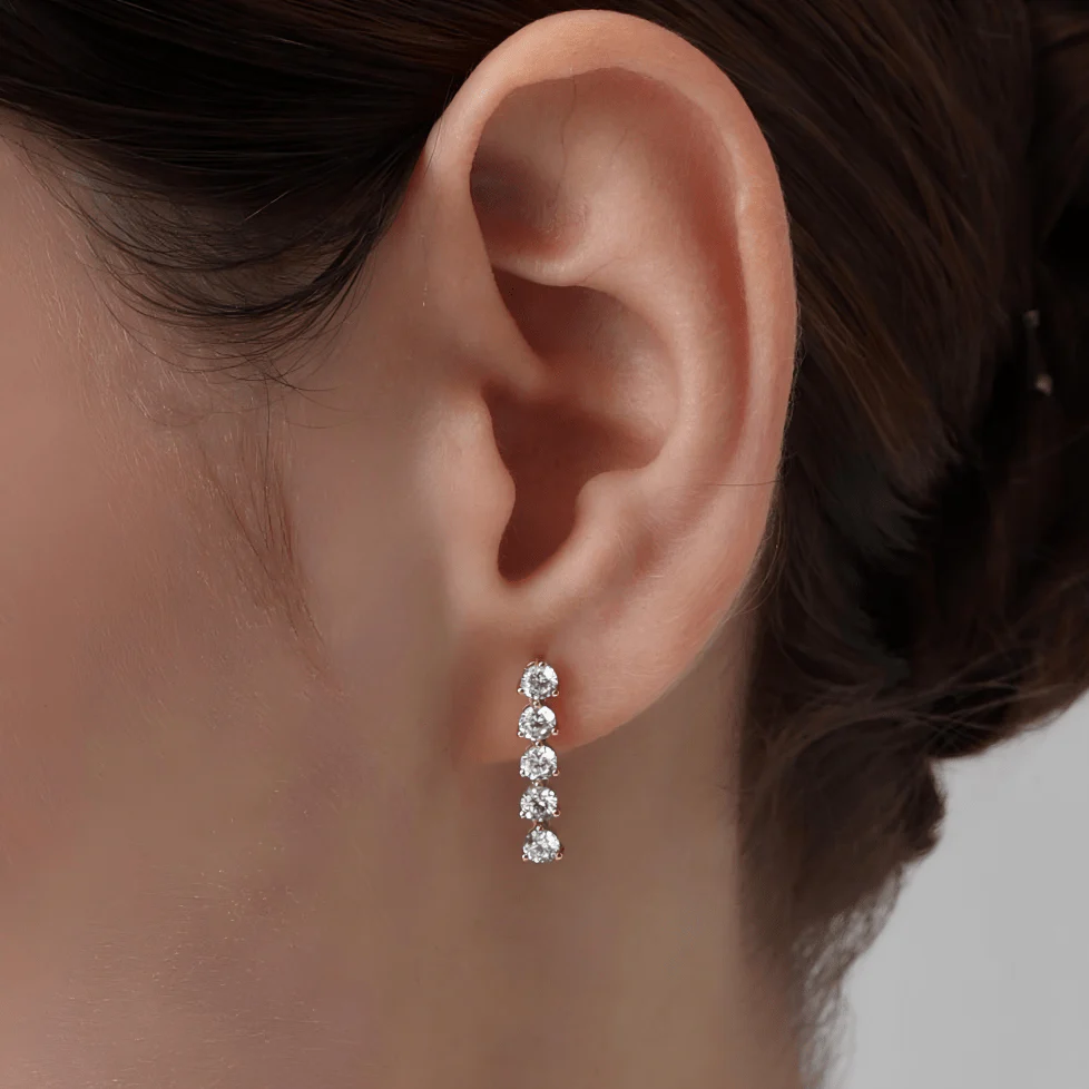 14K Gold Dangle Stud Earring With Lab Diamond - Image 3