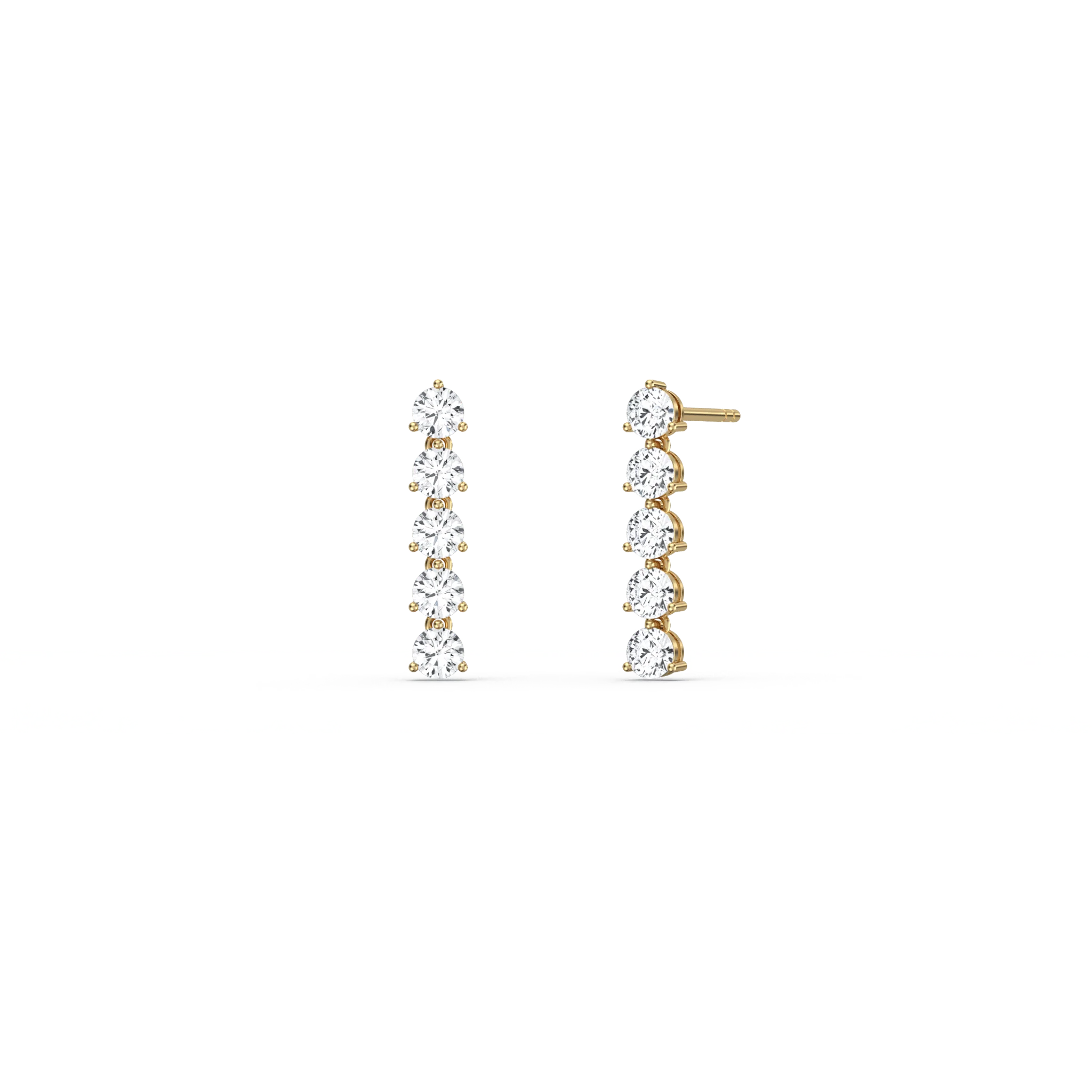 14K Gold Dangle Stud Earring With Lab Diamond - Image 5