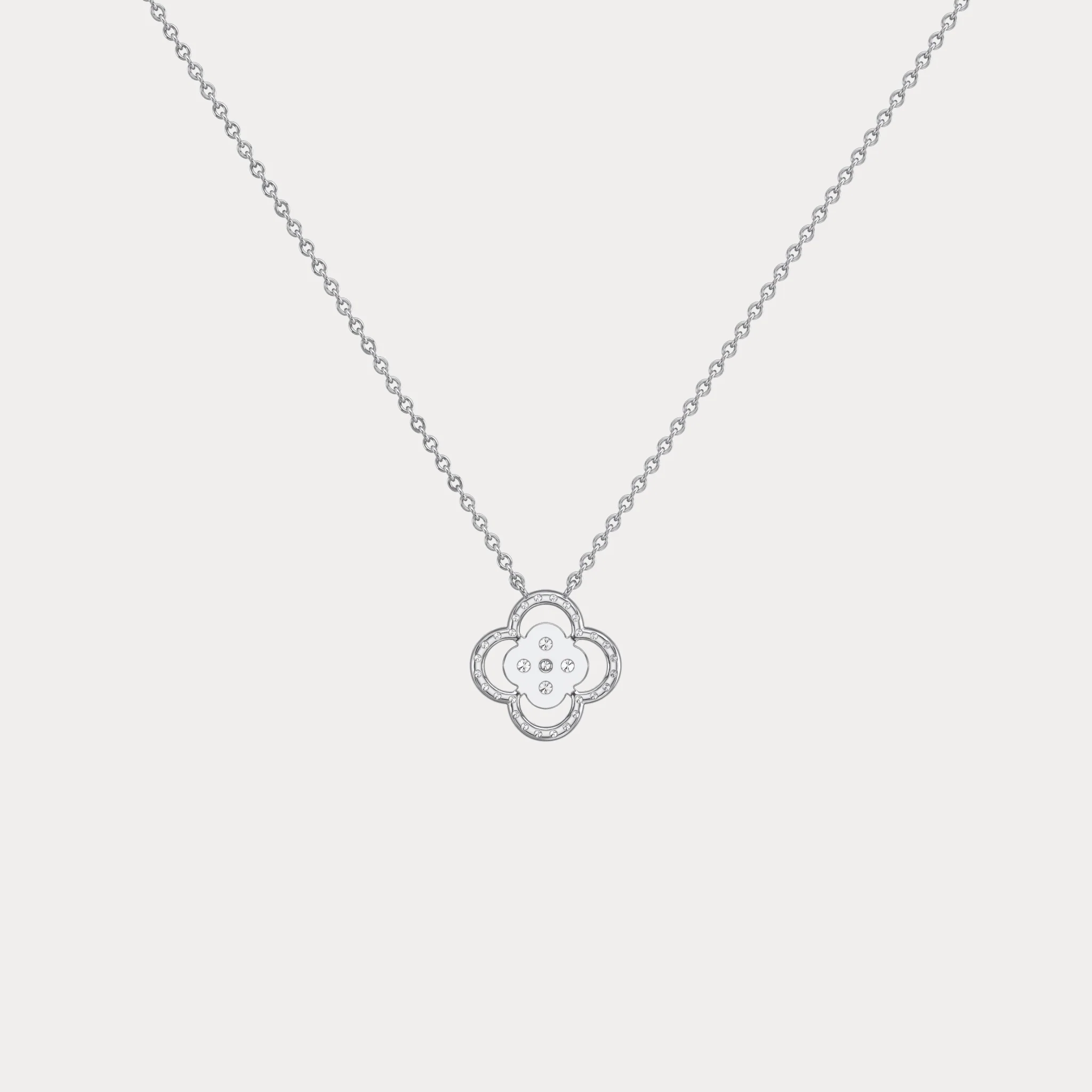 14K Gold Four Leaft Clover Pendant Necklace With Lab Dimaond - Image 14