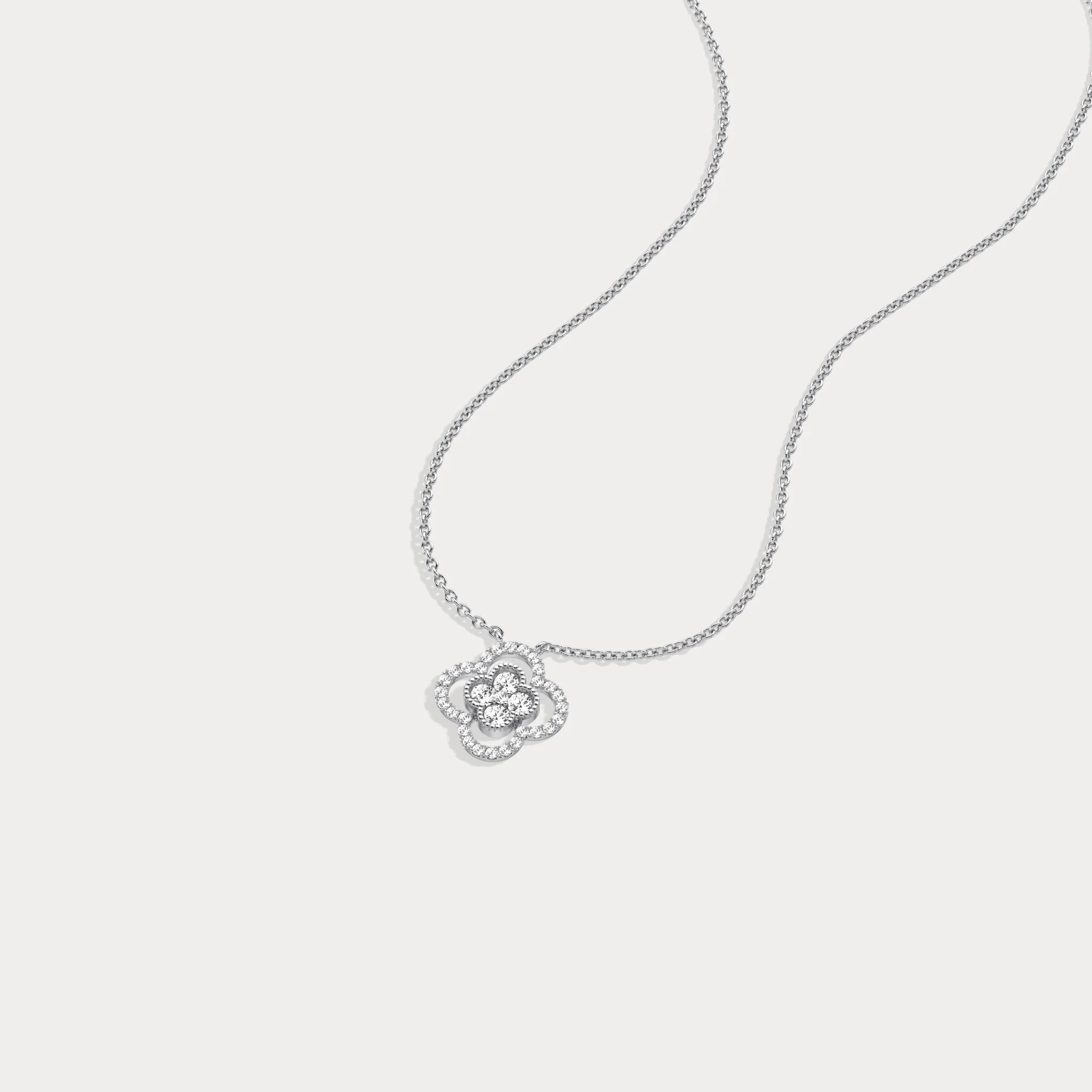 14K Gold Four Leaft Clover Pendant Necklace With Lab Dimaond - Image 15