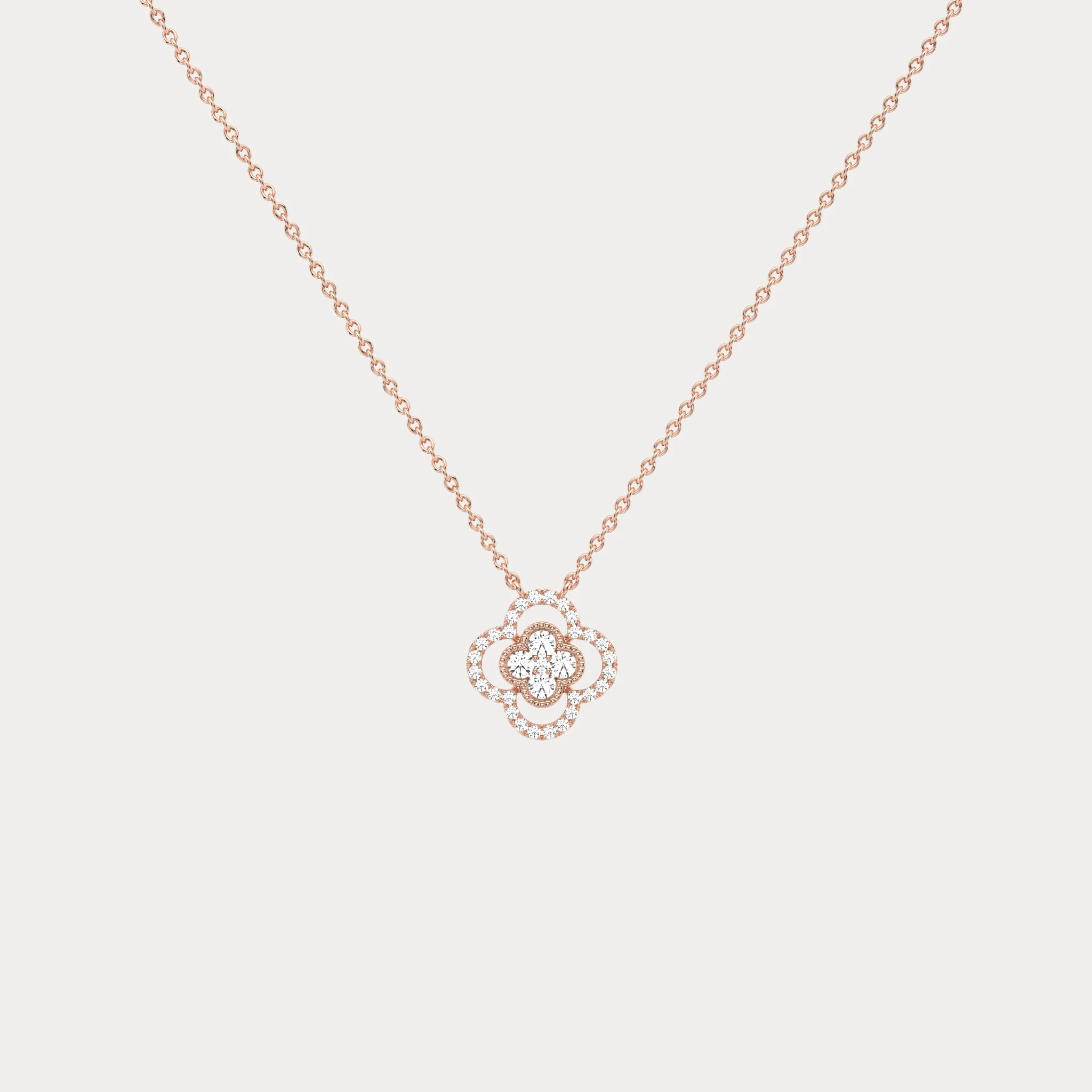 14K Gold Four Leaft Clover Pendant Necklace With Lab Dimaond - Image 16