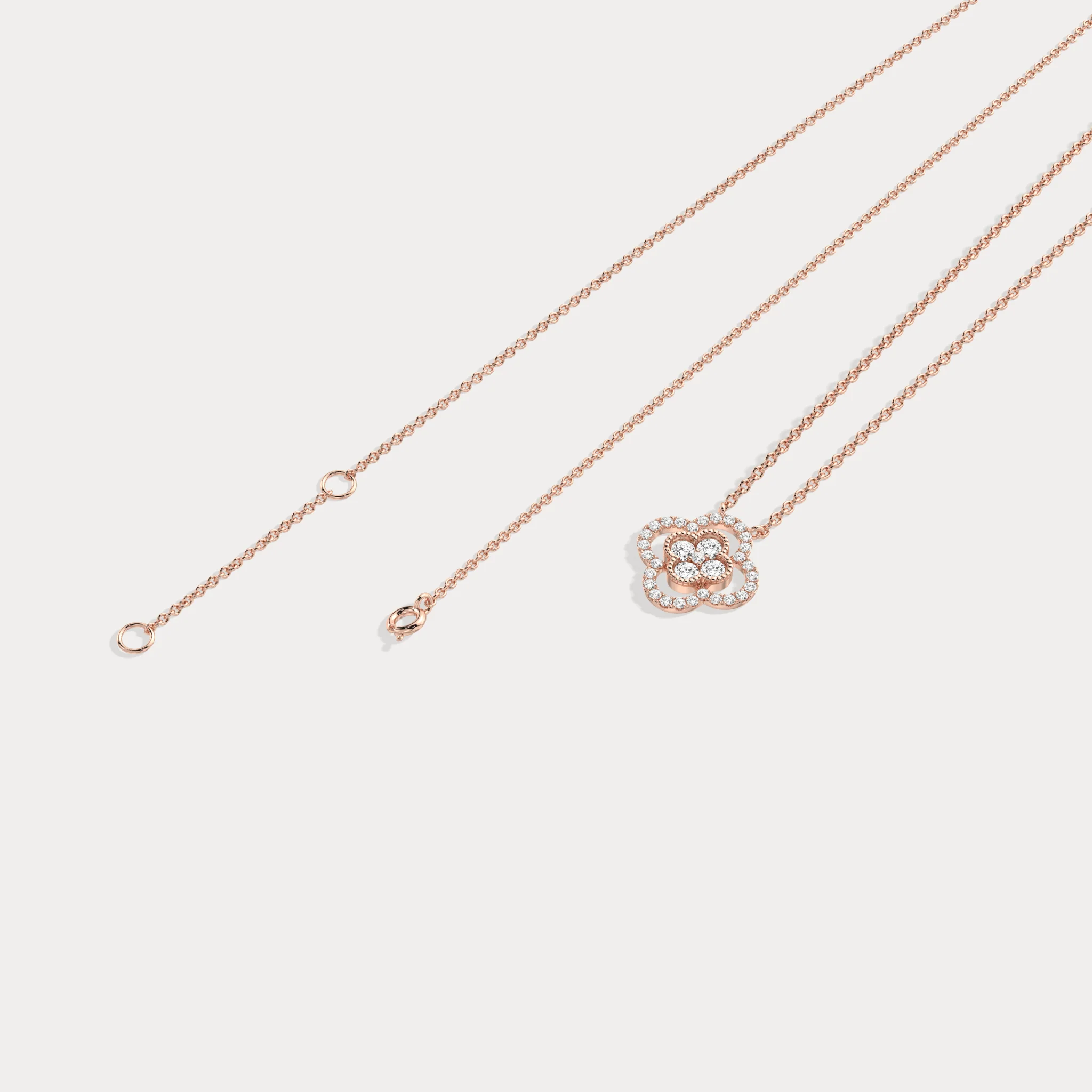 14K Gold Four Leaft Clover Pendant Necklace With Lab Dimaond - Image 20