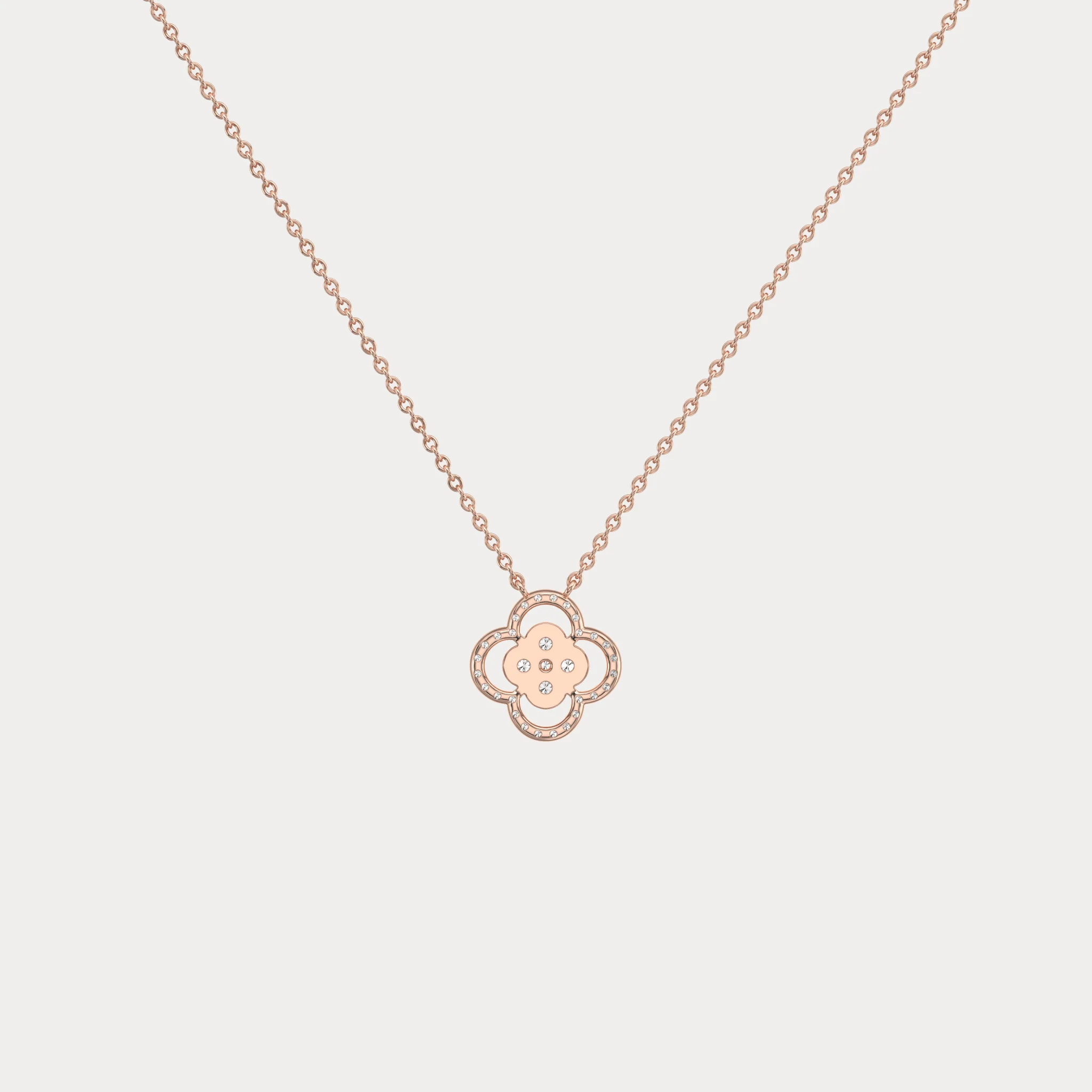 14K Gold Four Leaft Clover Pendant Necklace With Lab Dimaond - Image 21