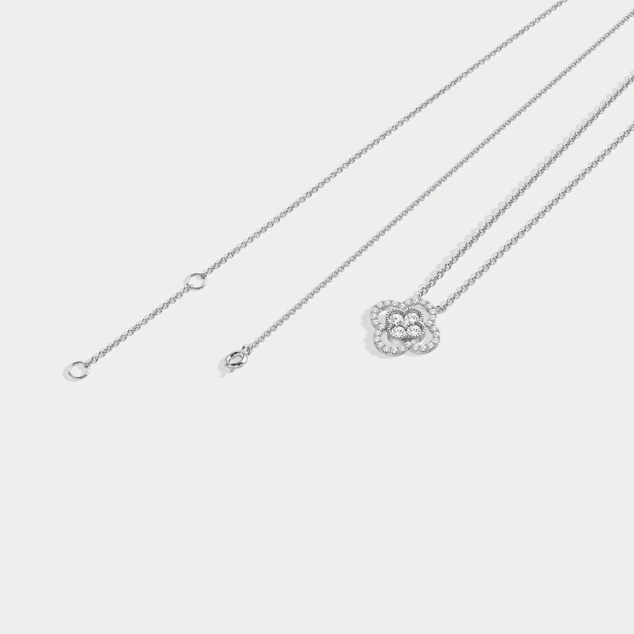 14K Gold Four Leaft Clover Pendant Necklace With Lab Dimaond - Image 27