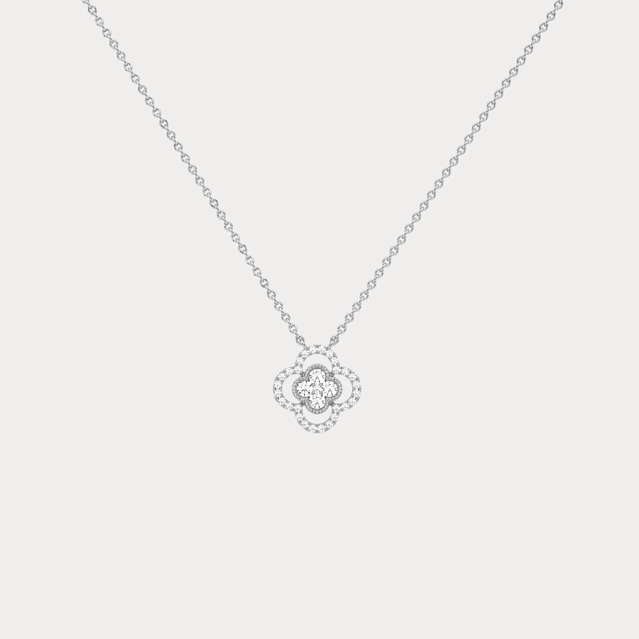 14K Gold Four Leaft Clover Pendant Necklace With Lab Dimaond - Image 9