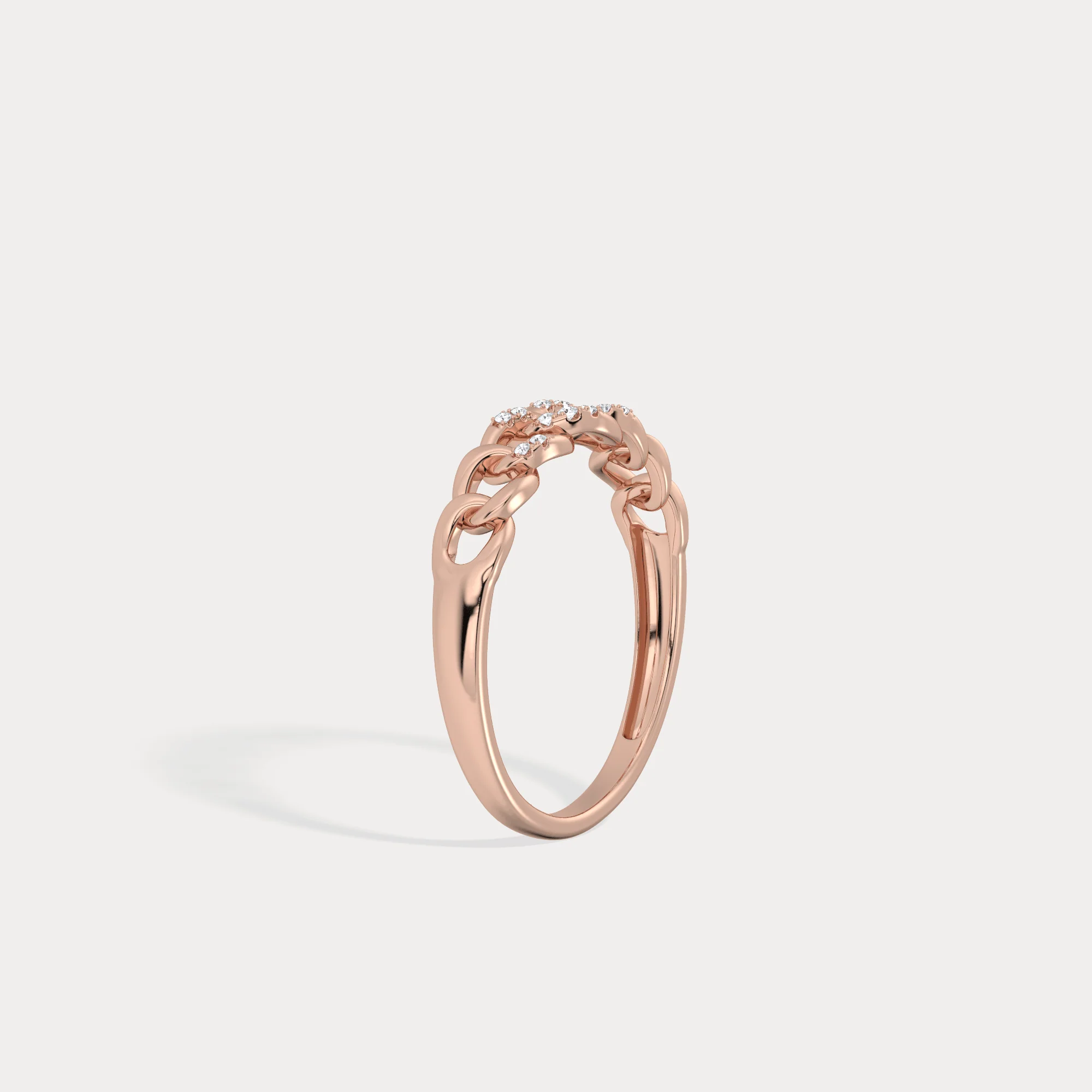 14K Gold Interlocking Chain Ring with Lab-Grown Diamond Accents - Image 19