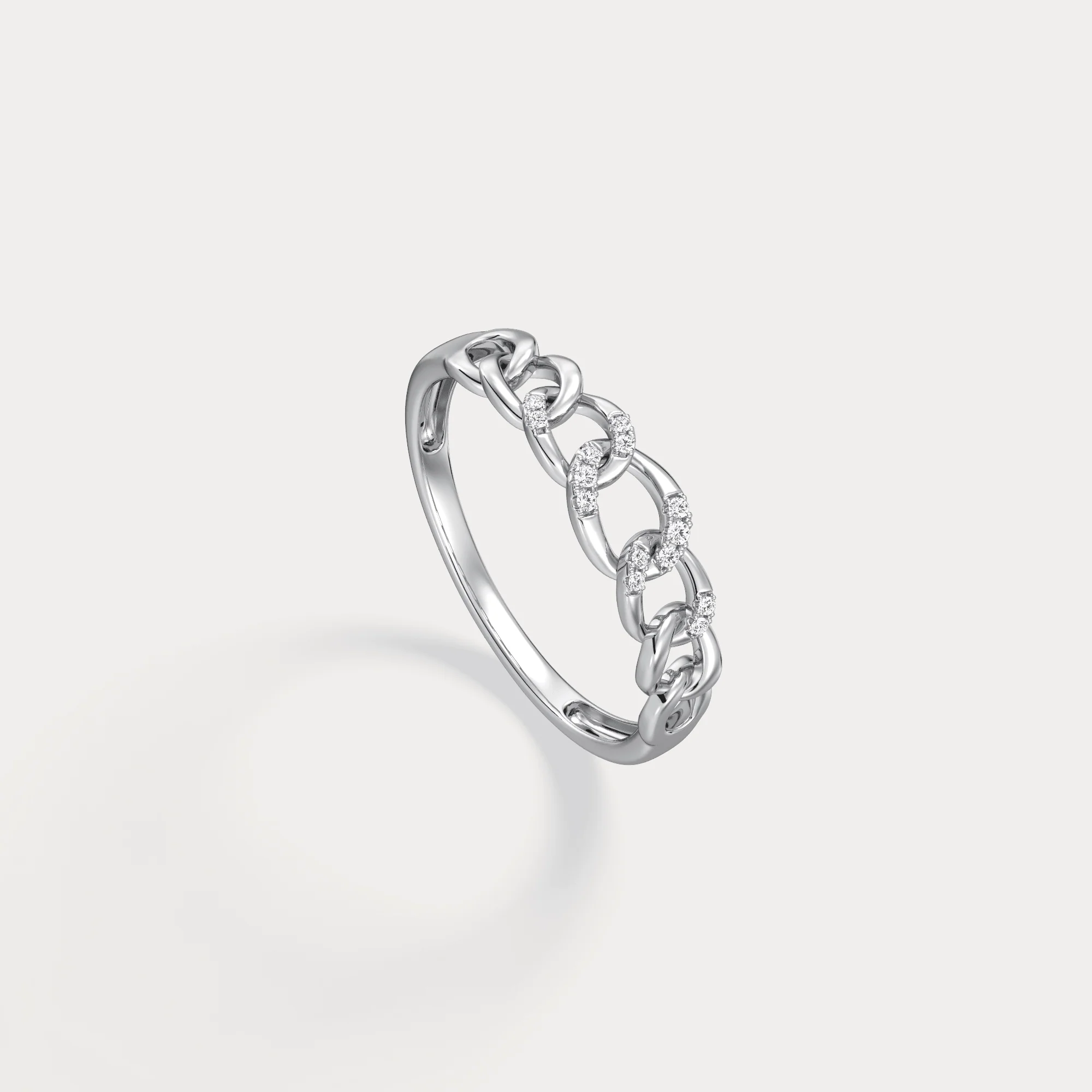 14K Gold Interlocking Chain Ring with Lab-Grown Diamond Accents - Image 30