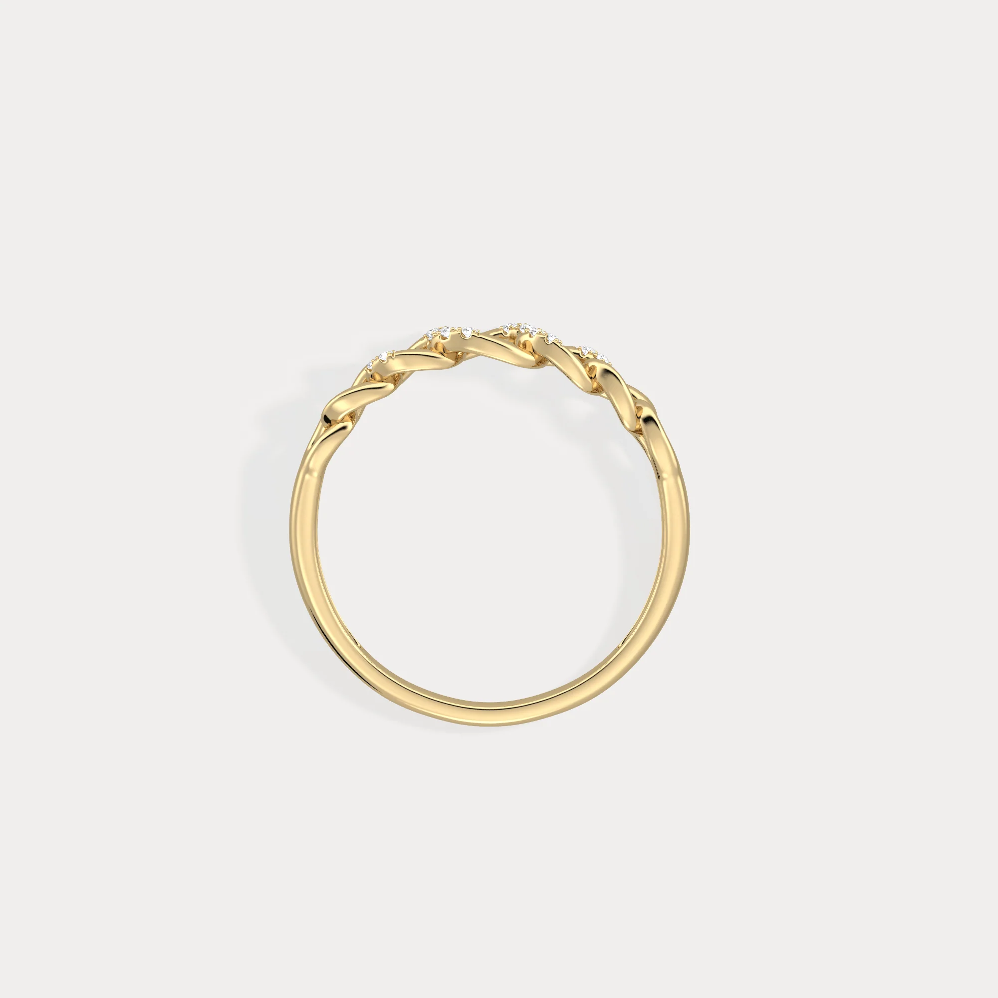 14K Gold Interlocking Chain Ring with Lab-Grown Diamond Accents - Image 6