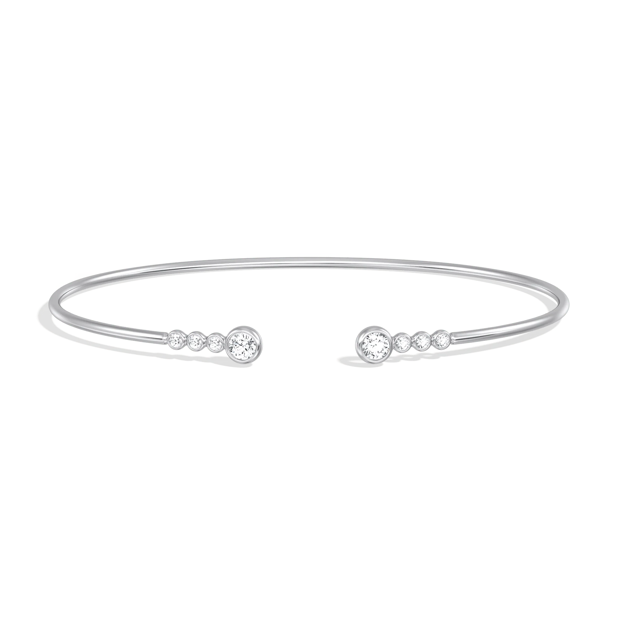 14K Gold Open Cuff Bezel Bangle Bracelet With Lab Diamond - Image 12