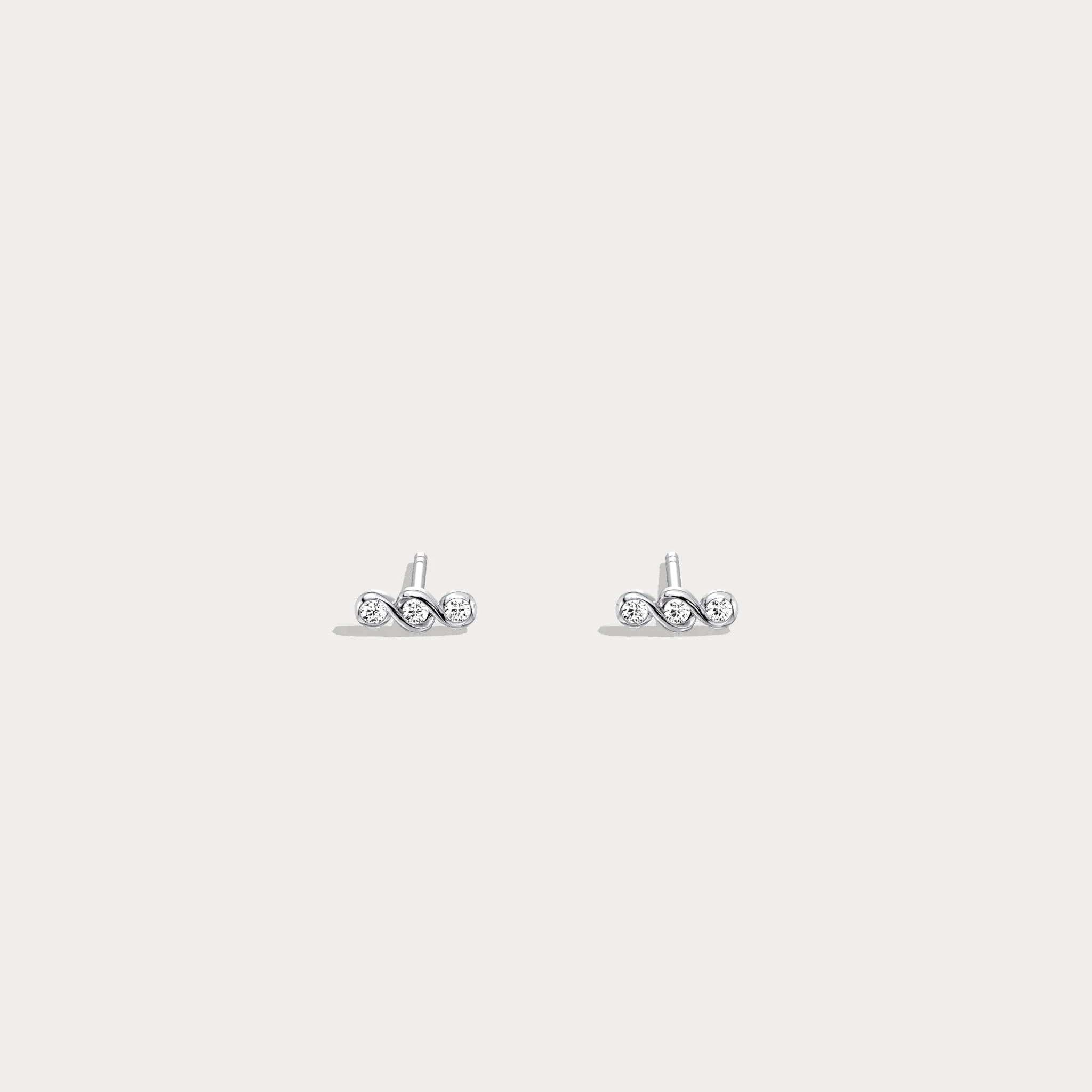 14K Gold/Platinum Bezel Set with Three Lab-Grown Diamonds Stud Earrings - Image 8