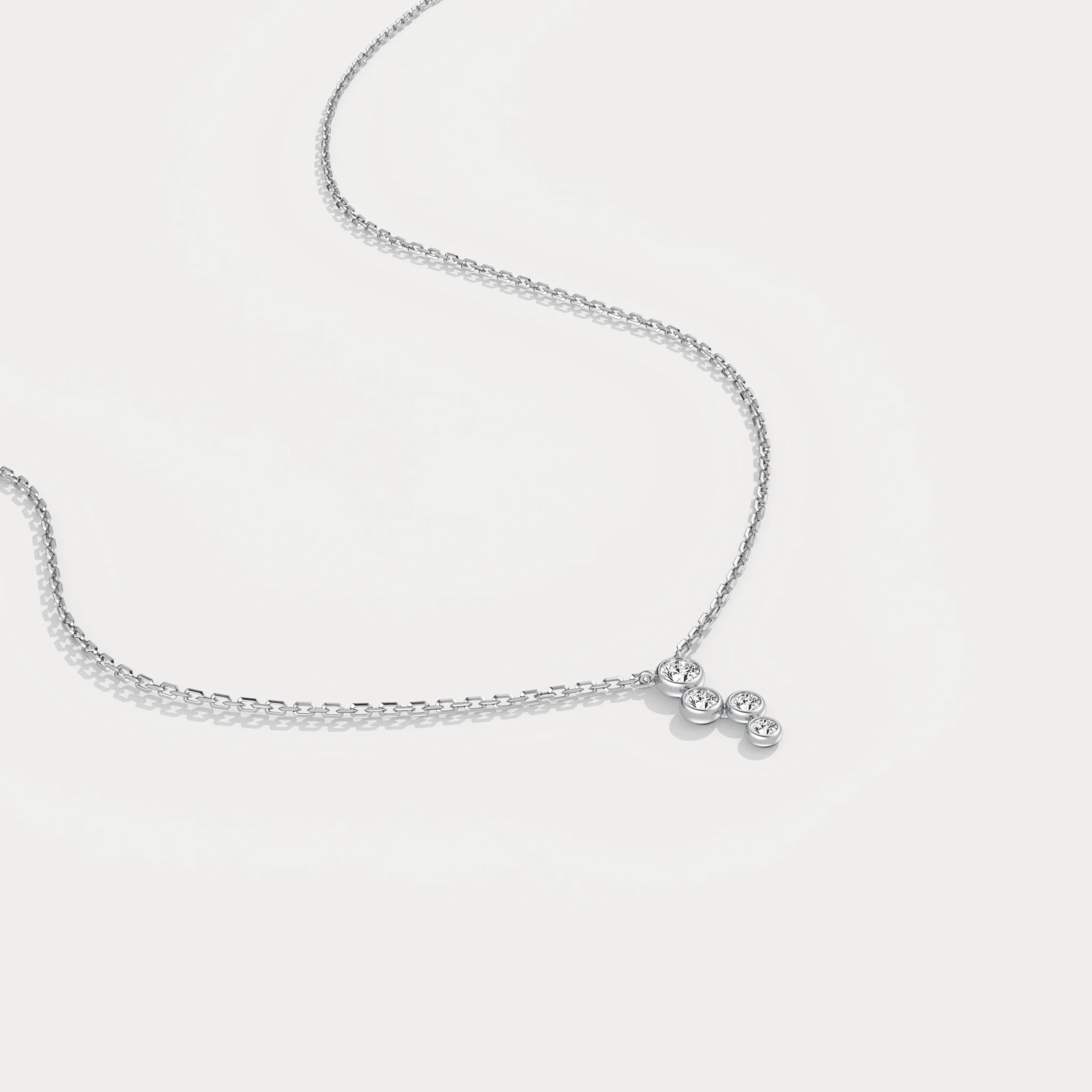 14K Gold/Platinum Bubble Necklace Bezel Set with Four Lab-Grown Diamonds - Image 11