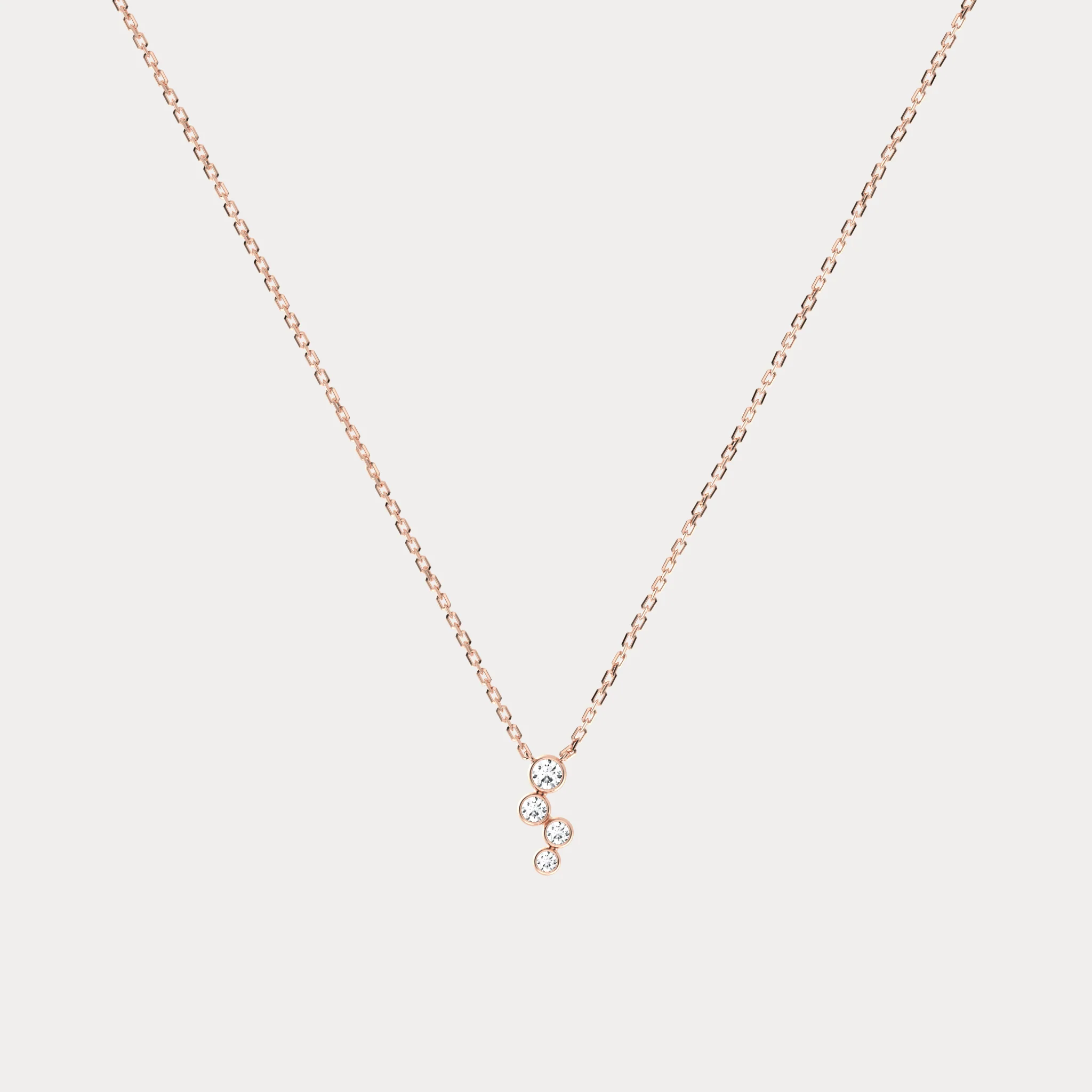 14K Gold/Platinum Bubble Necklace Bezel Set with Four Lab-Grown Diamonds - Image 12