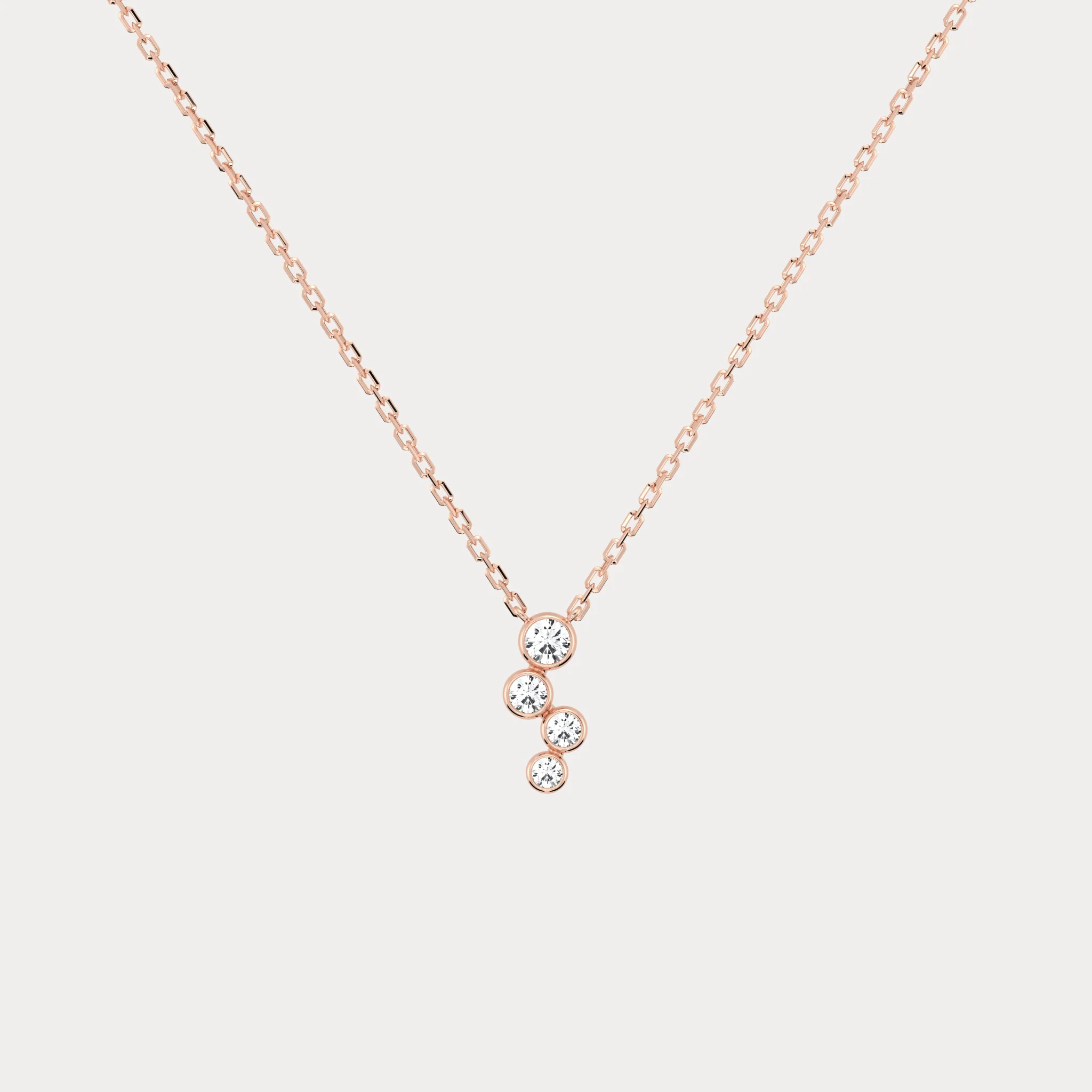 14K Gold/Platinum Bubble Necklace Bezel Set with Four Lab-Grown Diamonds - Image 15