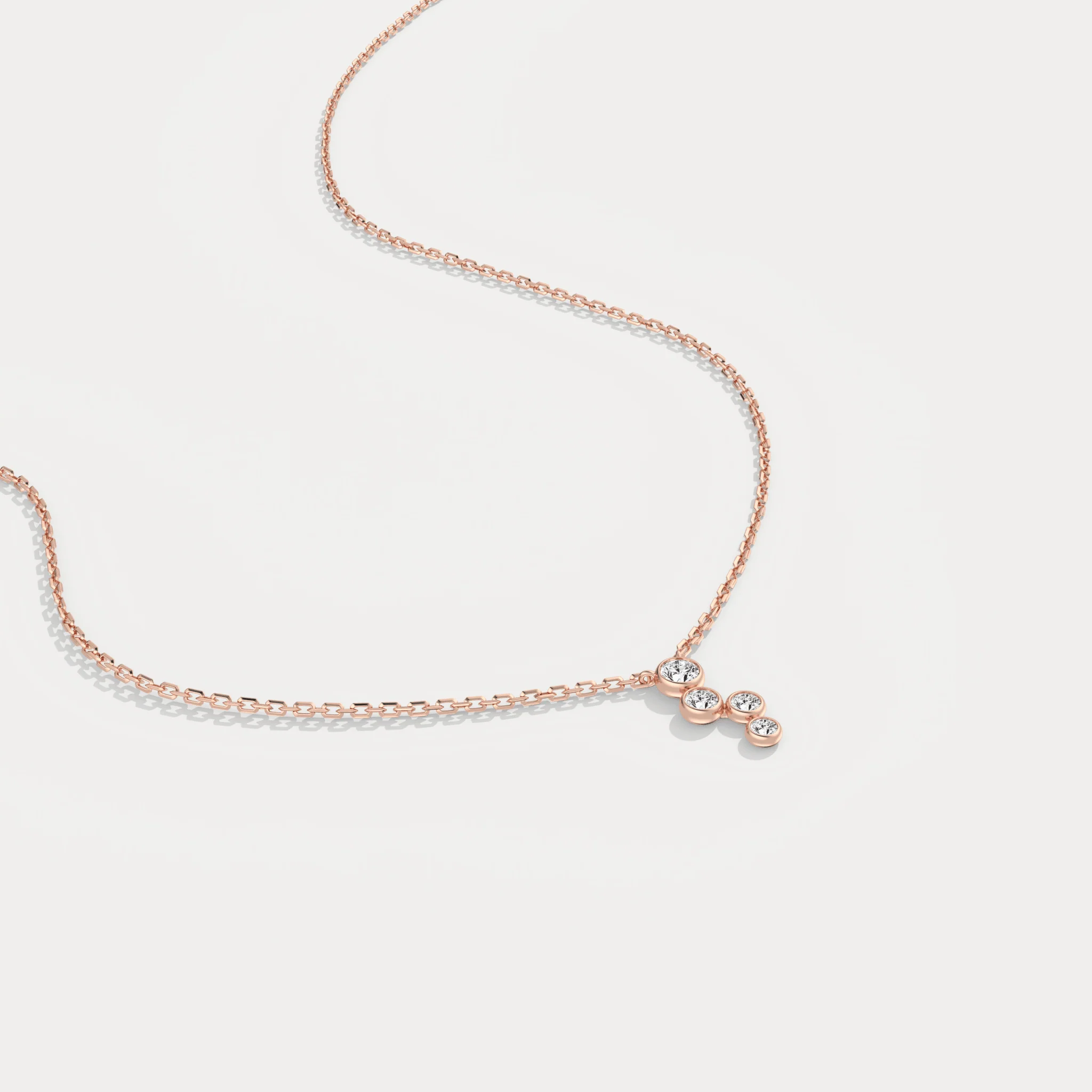 14K Gold/Platinum Bubble Necklace Bezel Set with Four Lab-Grown Diamonds - Image 16