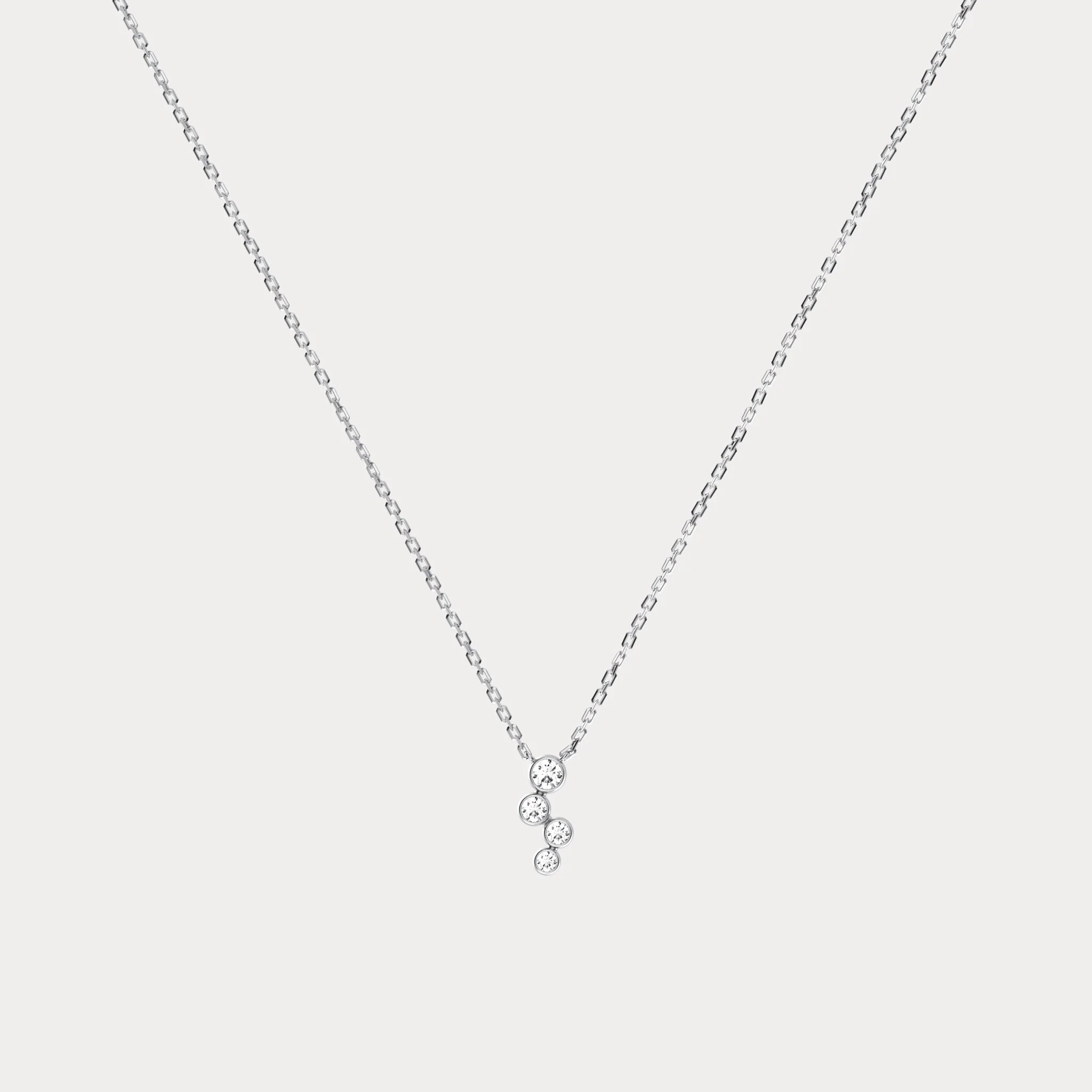 14K Gold/Platinum Bubble Necklace Bezel Set with Four Lab-Grown Diamonds - Image 17