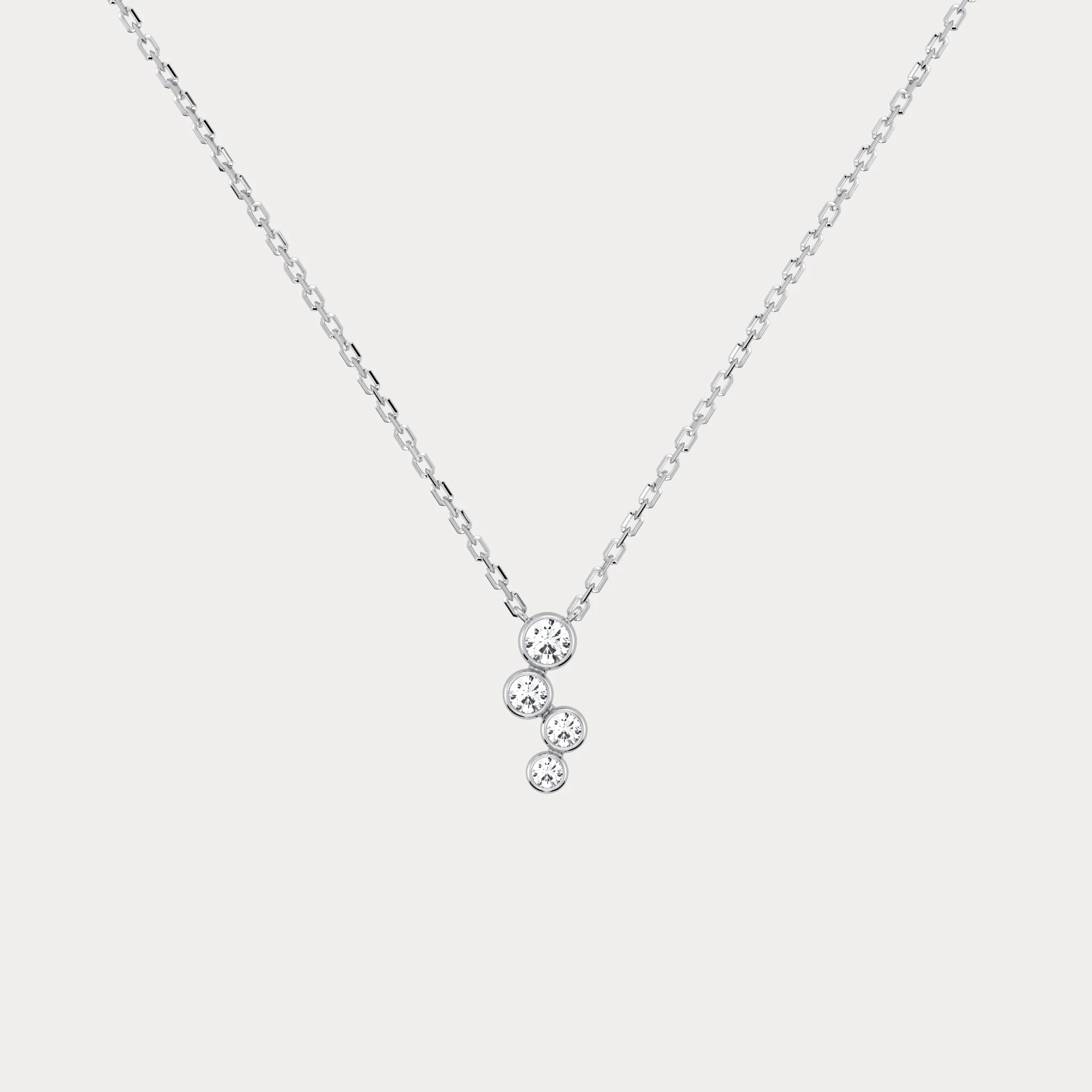 14K Gold/Platinum Bubble Necklace Bezel Set with Four Lab-Grown Diamonds - Image 20