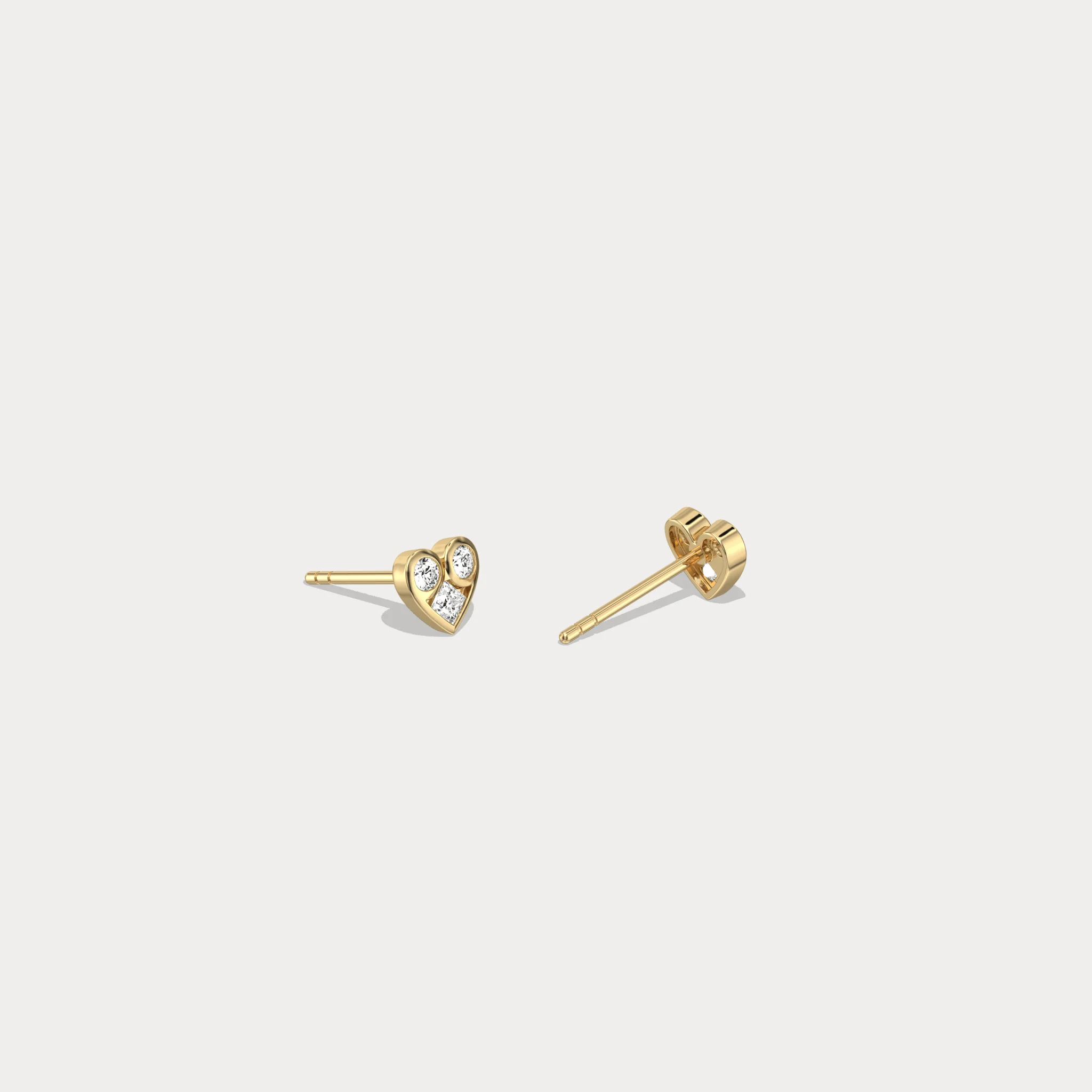 14K Gold/Platinum Heart-Shaped Lab-Grown Diamond Stud Earrings - Image 4