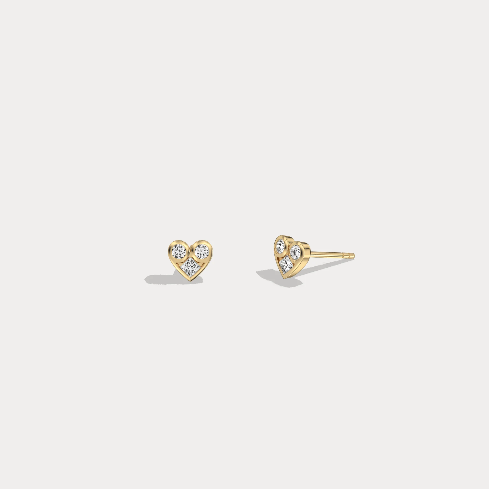 14K Gold/Platinum Heart-Shaped Lab-Grown Diamond Stud Earrings - Image 5