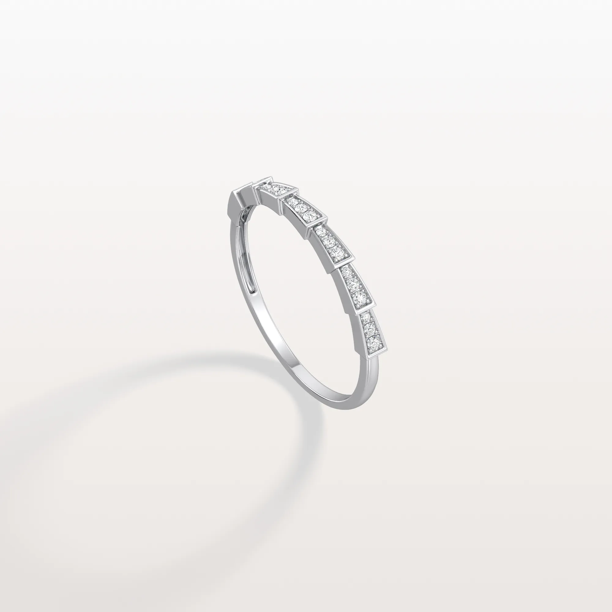 14K Gold/Platinum Stackable Pave Ring with Lab Diamonds-Viper Inspired - Image 10