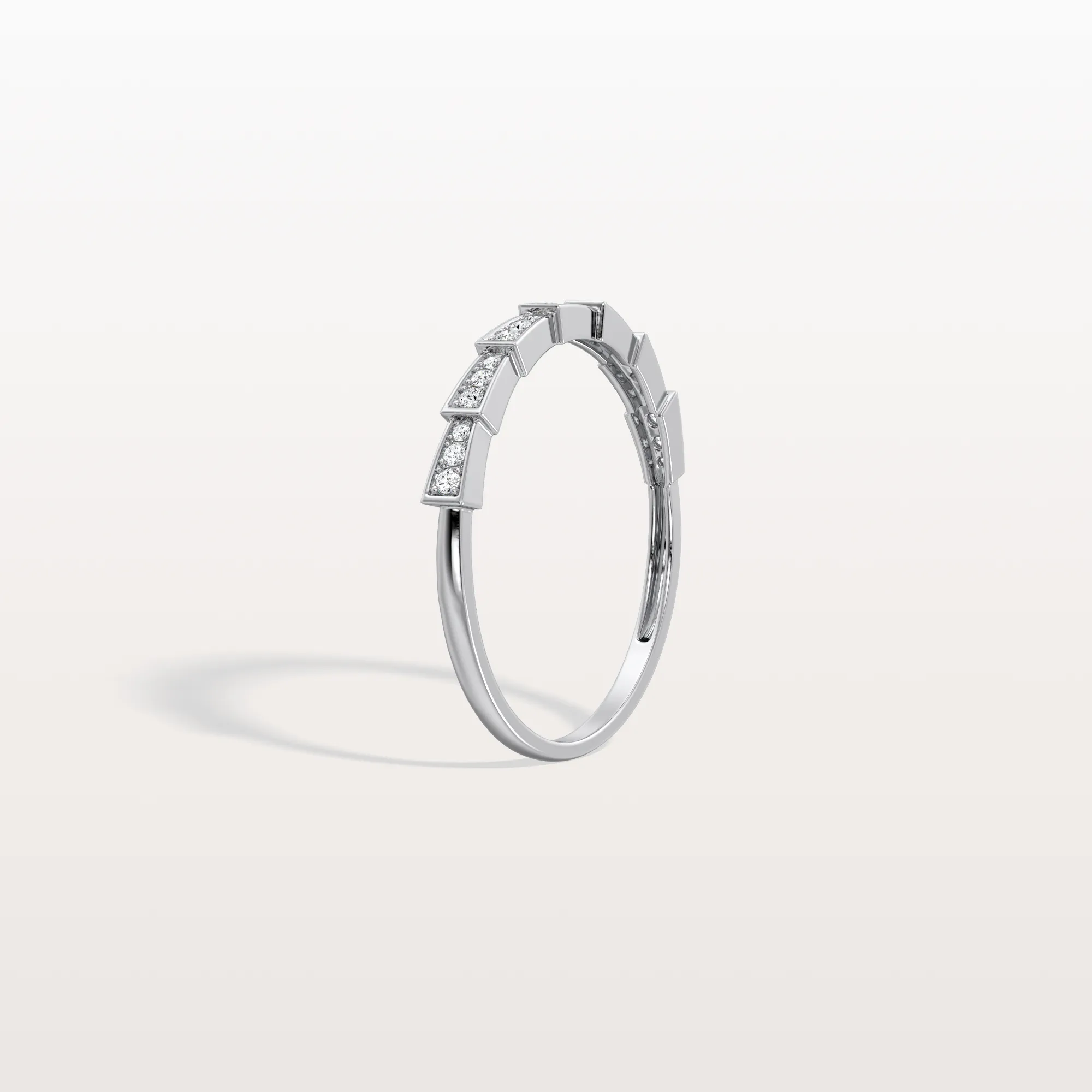14K Gold/Platinum Stackable Pave Ring with Lab Diamonds-Viper Inspired - Image 11