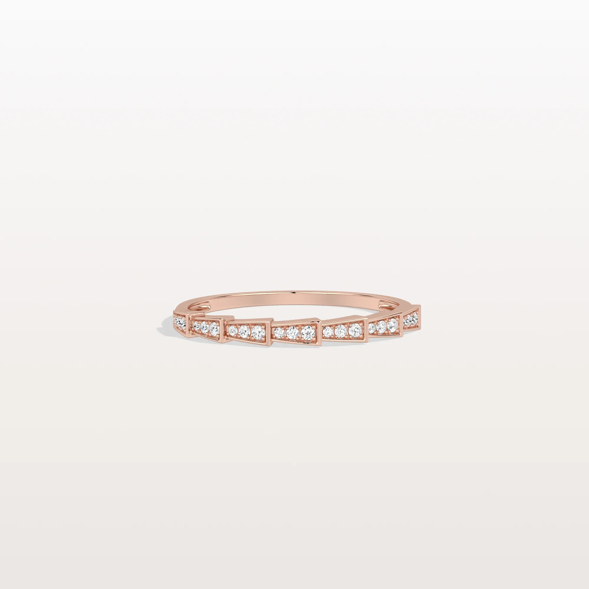 14K Gold/Platinum Stackable Pave Ring with Lab Diamonds-Viper Inspired - Image 12