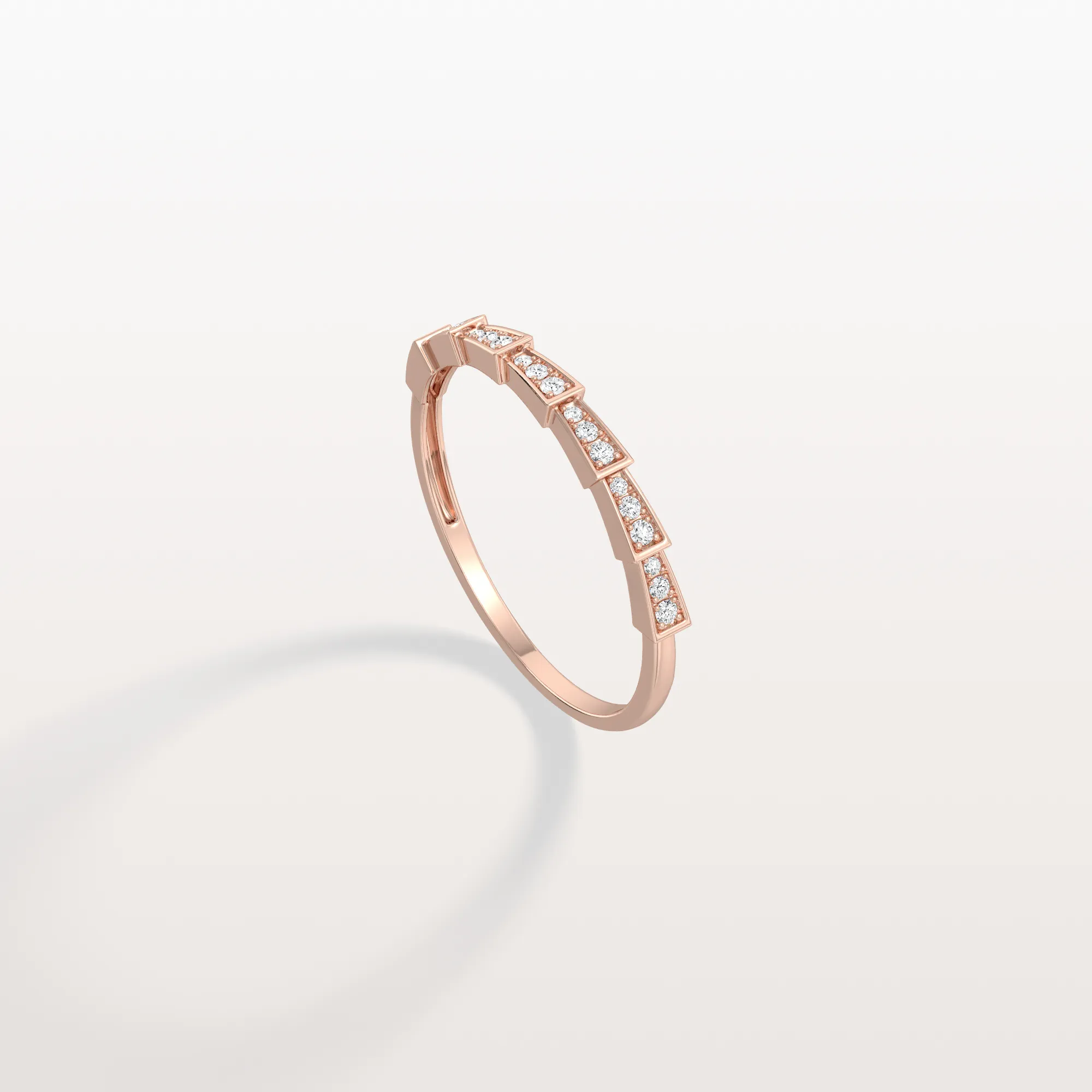 14K Gold/Platinum Stackable Pave Ring with Lab Diamonds-Viper Inspired - Image 16