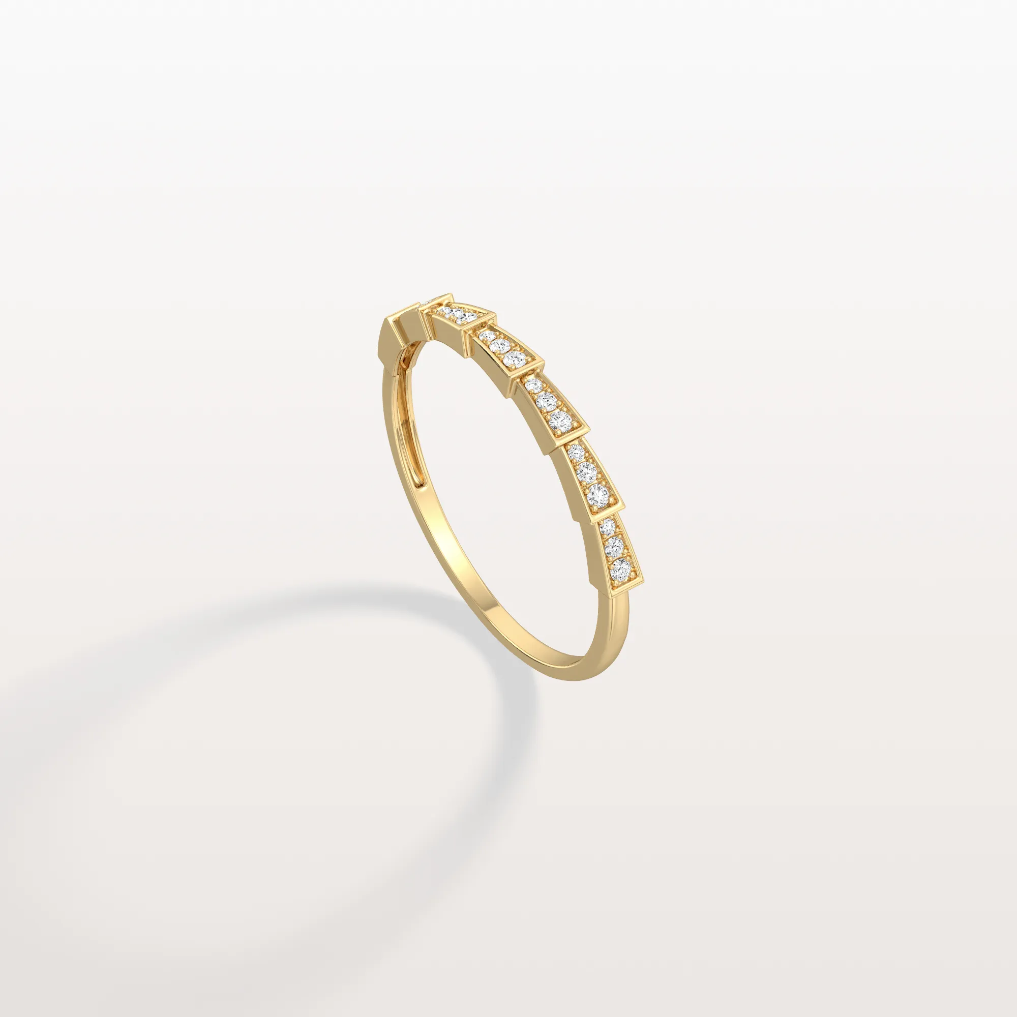 14K Gold/Platinum Stackable Pave Ring with Lab Diamonds-Viper Inspired - Image 5