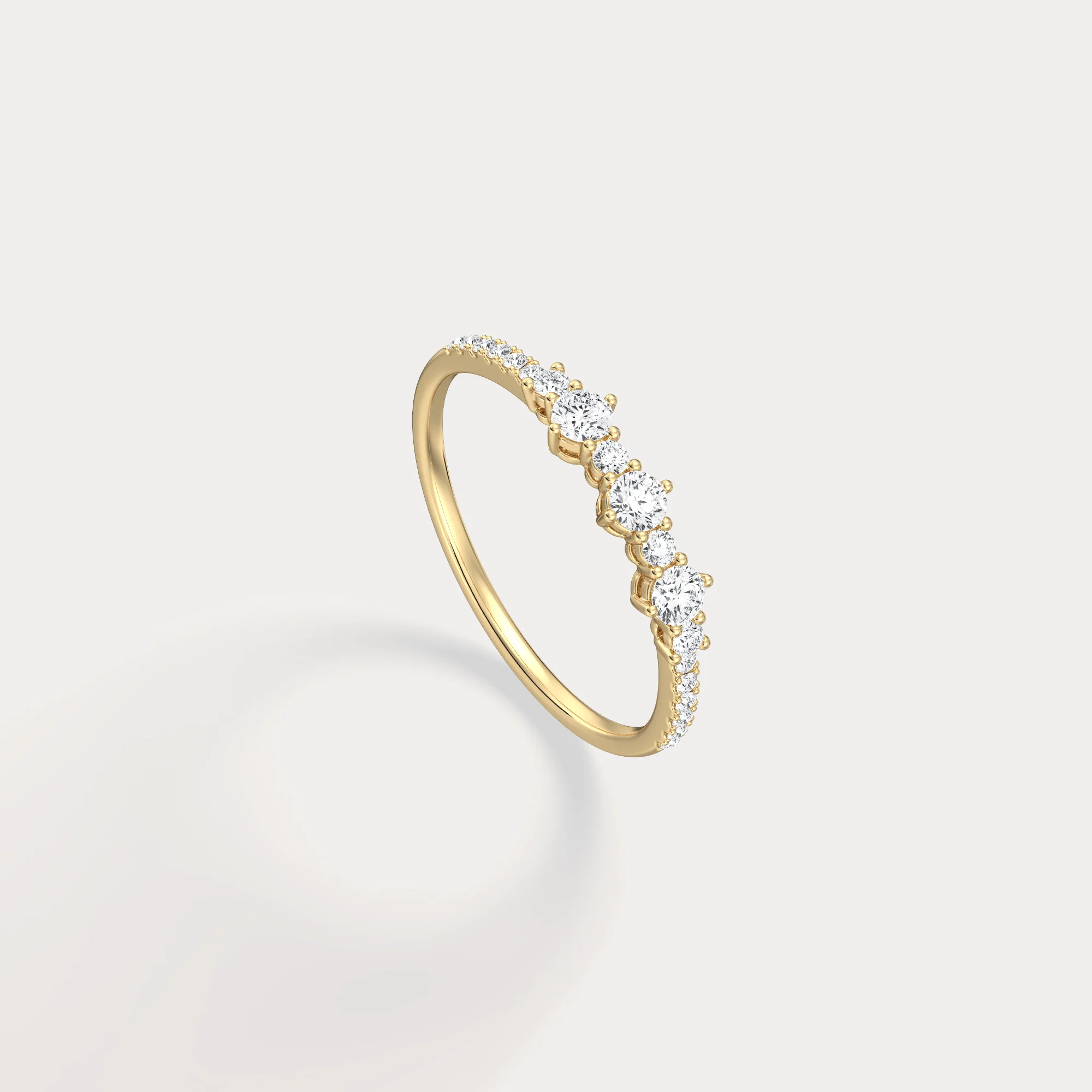 14K Solid Gold Anniversary Band Ring With Lab Diamond - Image 5
