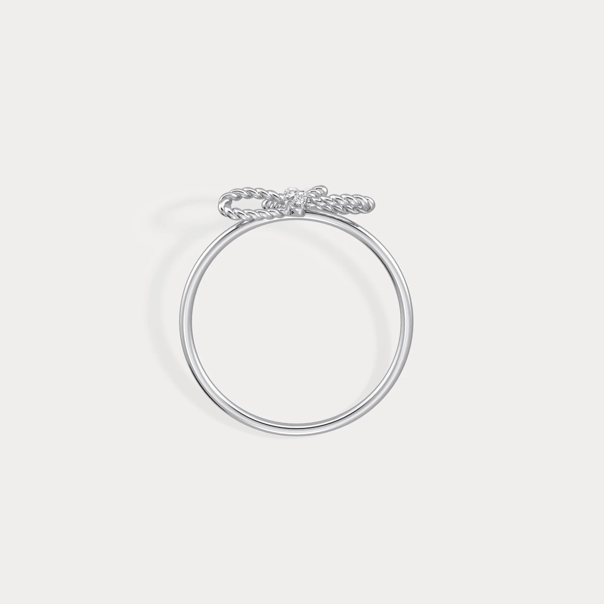 14K Solid Gold Beaded Bow Ring With Lab Diamond - Image 14