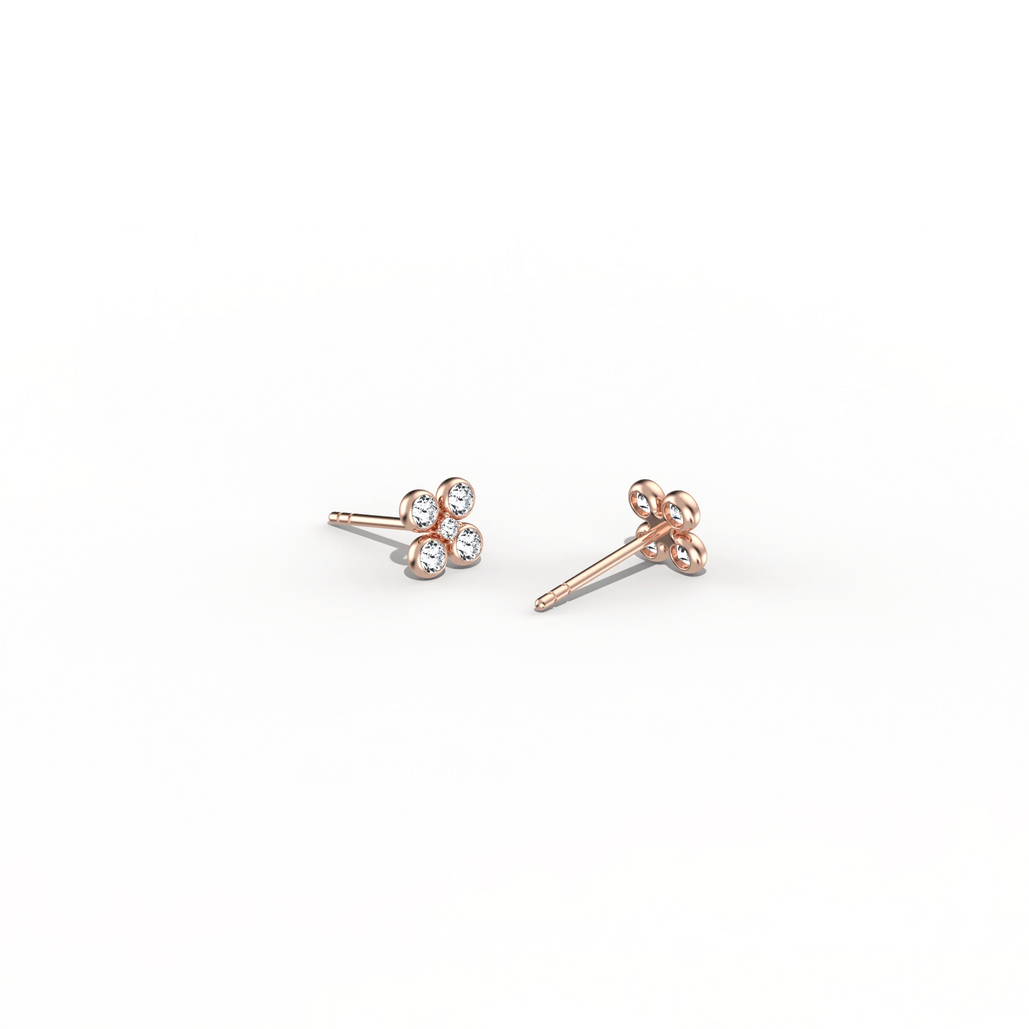 14K Solid Gold Bezel Cluster Stud Earring With Lab Diamond - Image 17