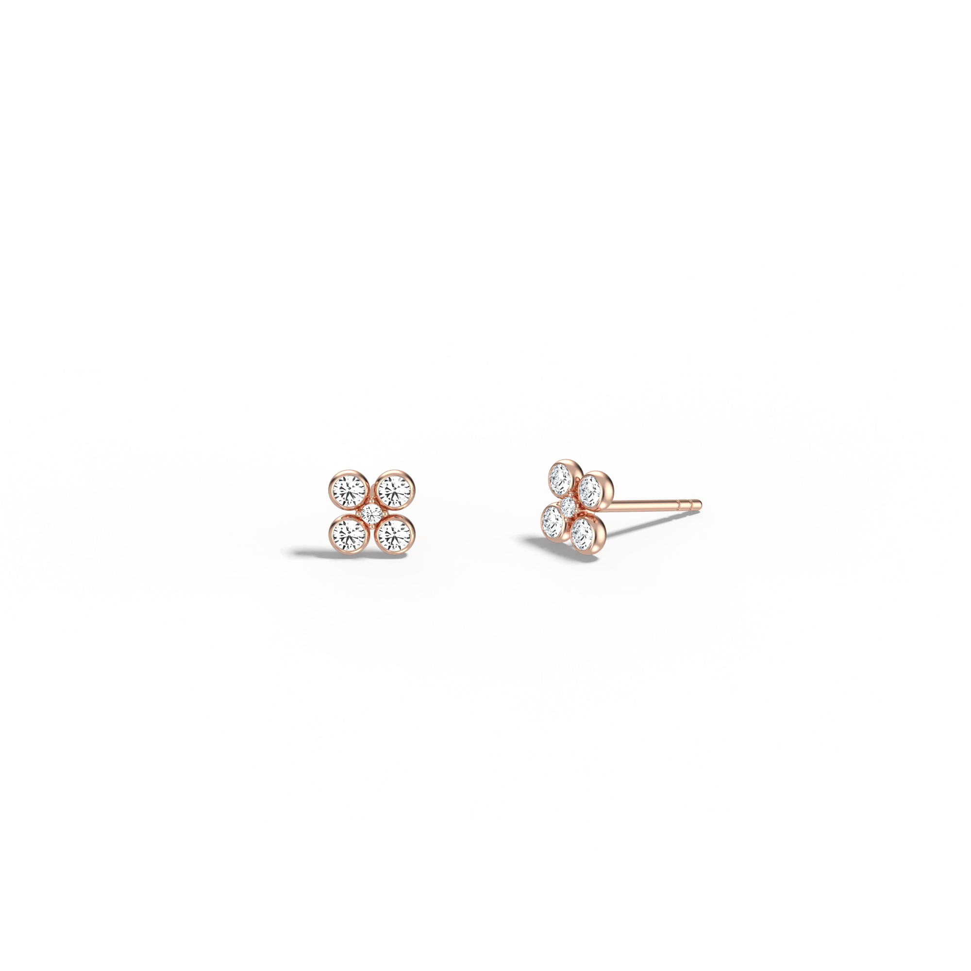 14K Solid Gold Bezel Cluster Stud Earring With Lab Diamond - Image 18