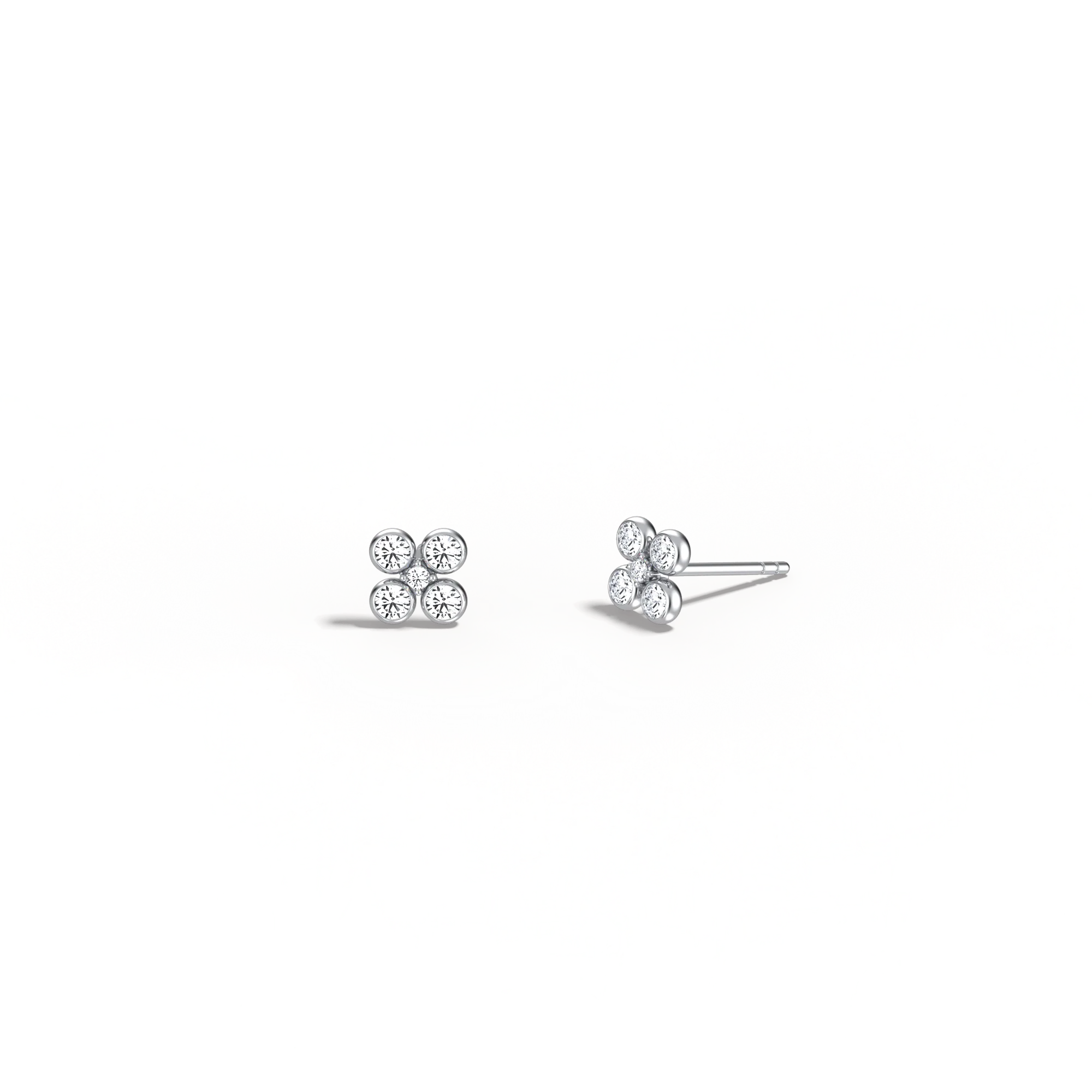 14K Solid Gold Bezel Cluster Stud Earring With Lab Diamond - Image 23
