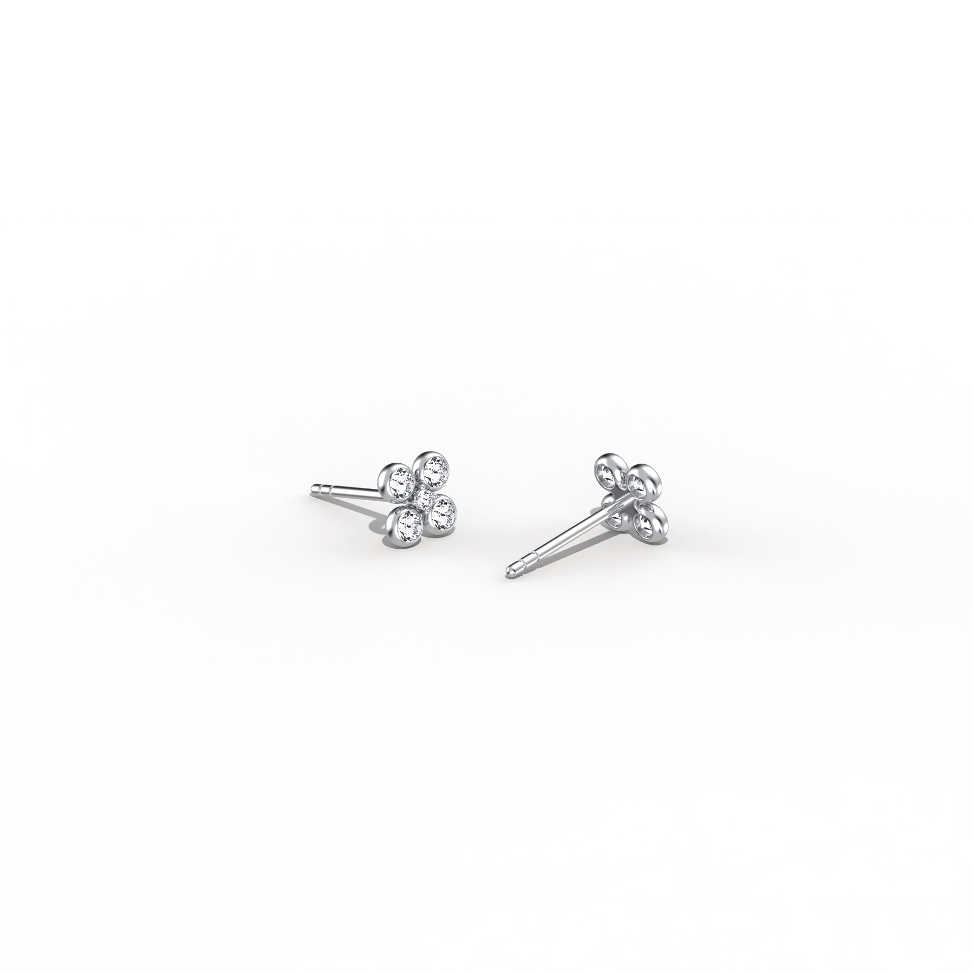 14K Solid Gold Bezel Cluster Stud Earring With Lab Diamond - Image 24