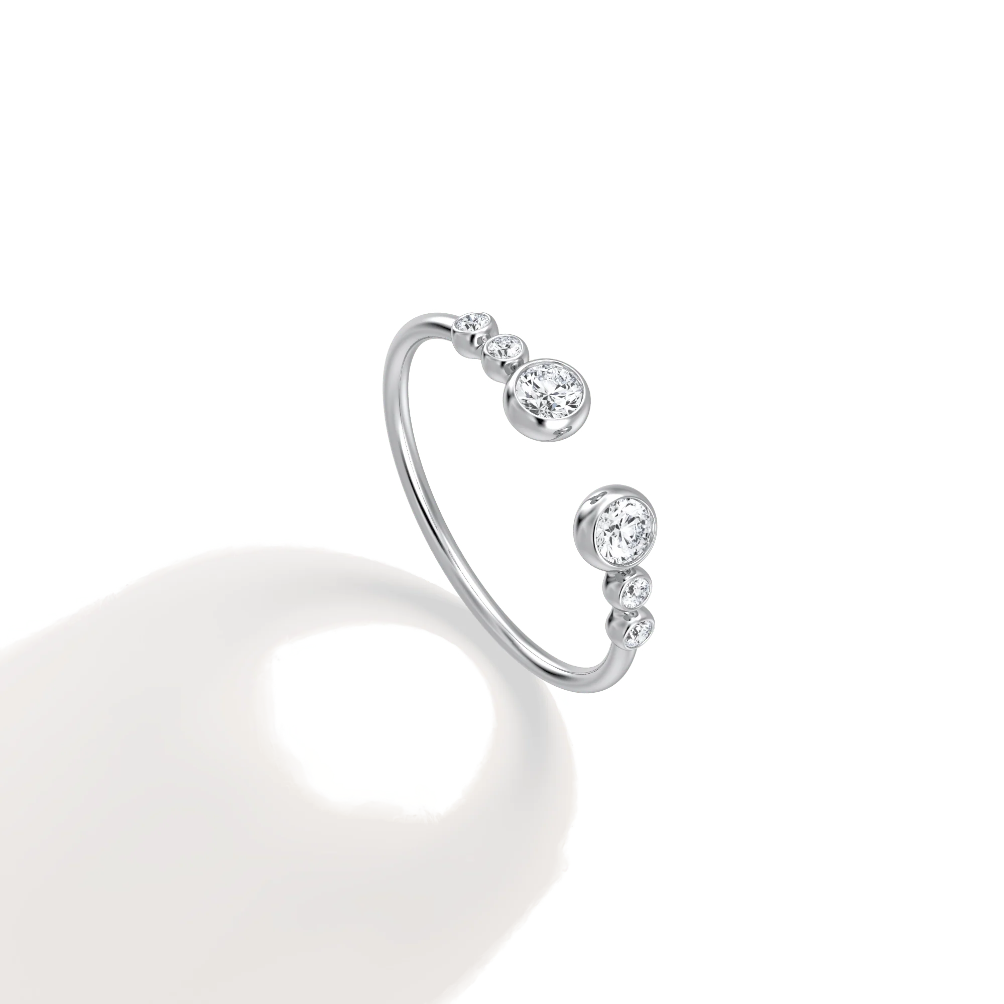 14K Solid Gold Bezel Cuff Ring With Lab Diamond - Image 13