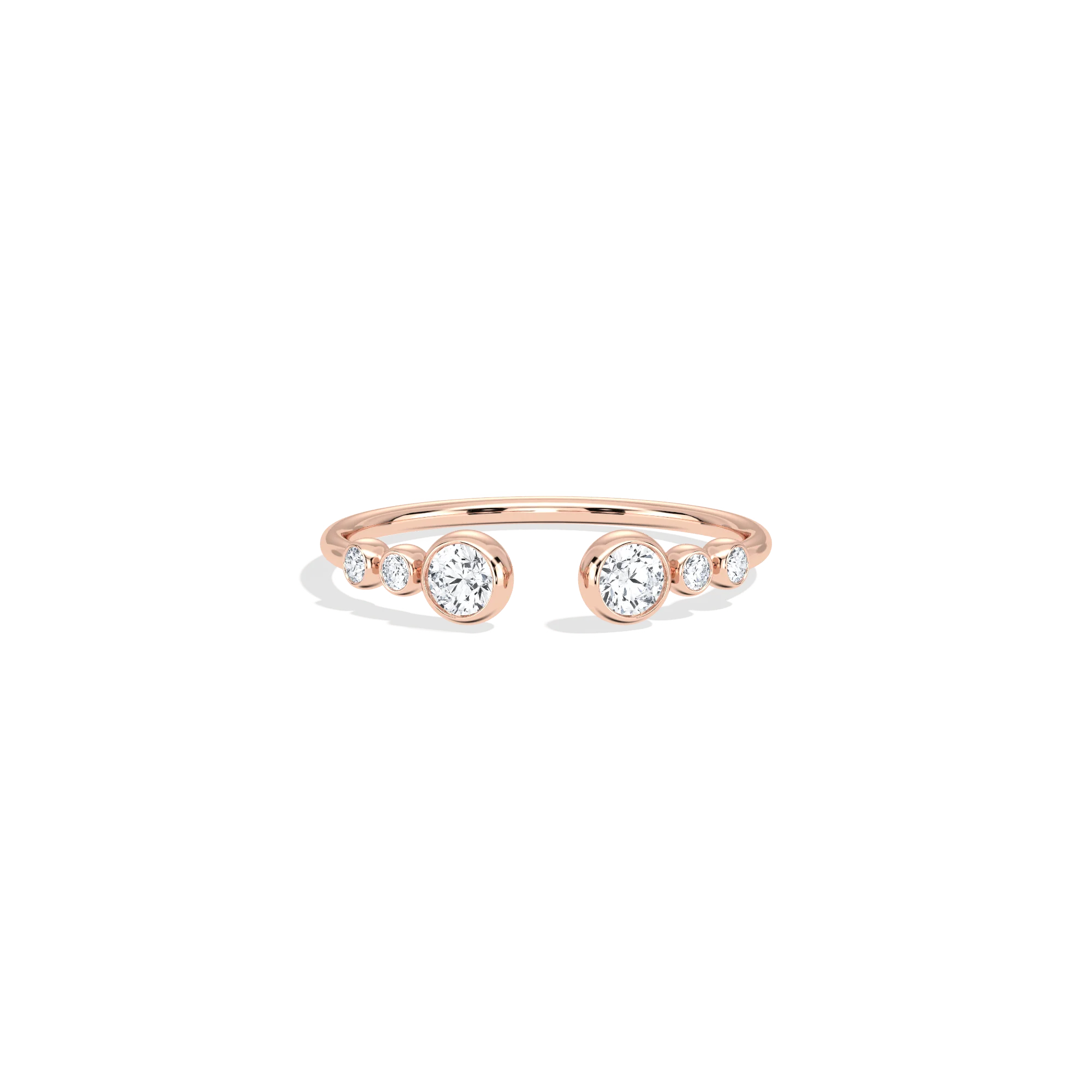 14K Solid Gold Bezel Cuff Ring With Lab Diamond - Image 18