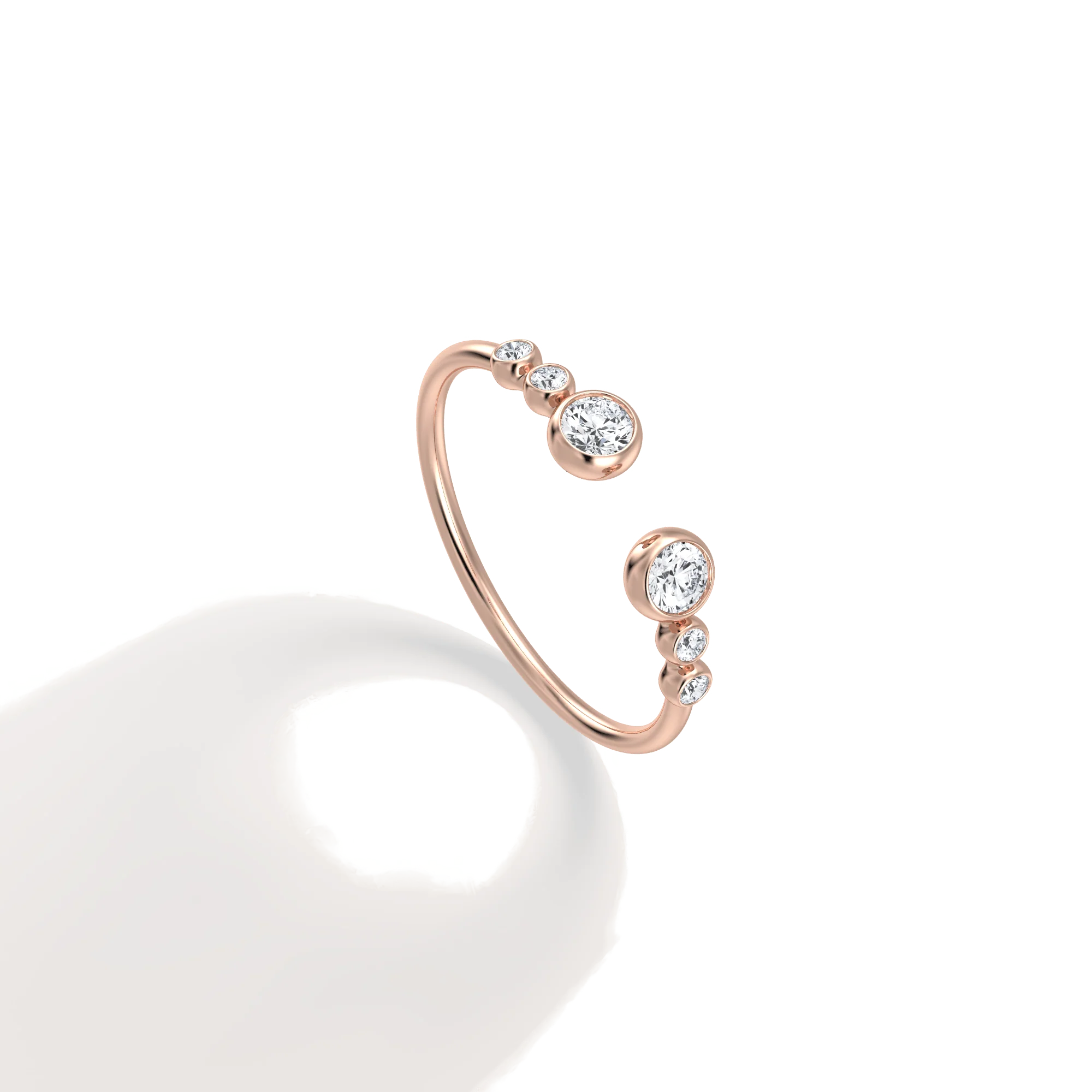 14K Solid Gold Bezel Cuff Ring With Lab Diamond - Image 21