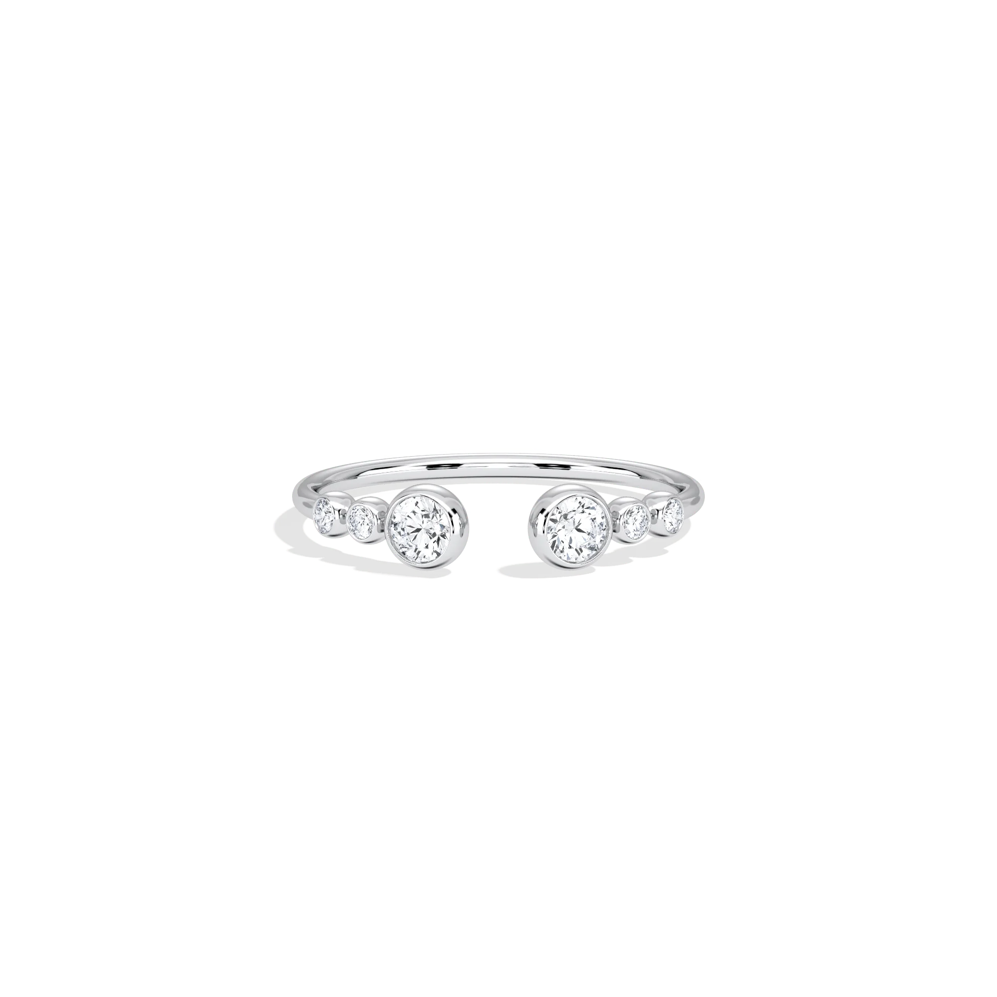 14K Solid Gold Bezel Cuff Ring With Lab Diamond - Image 26