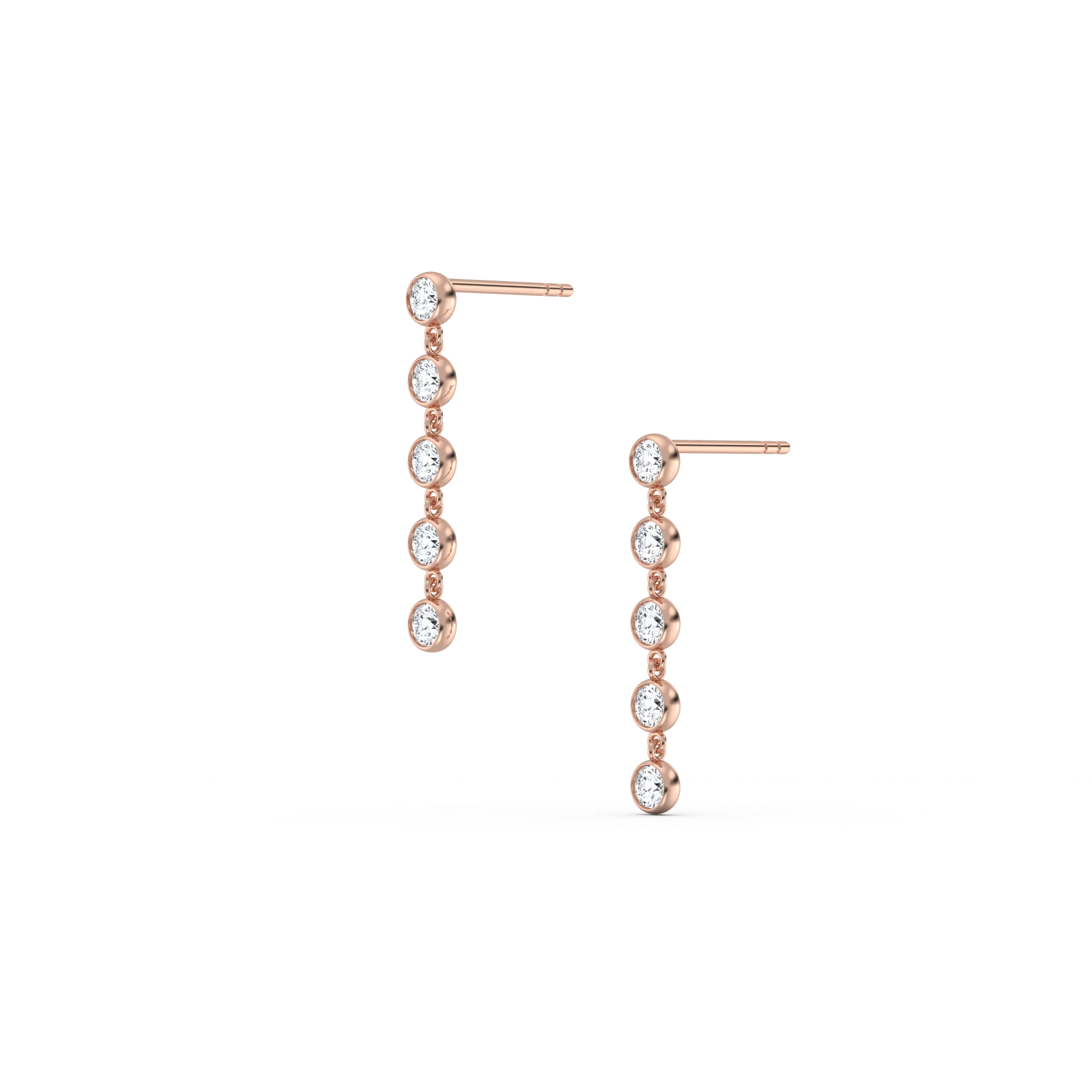 14K Solid Gold Bezel Dangle Earring With Lab Created Diamond - Image 12